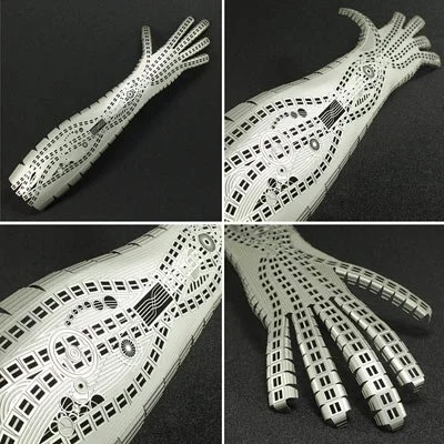 An etched nickel silver arm. 