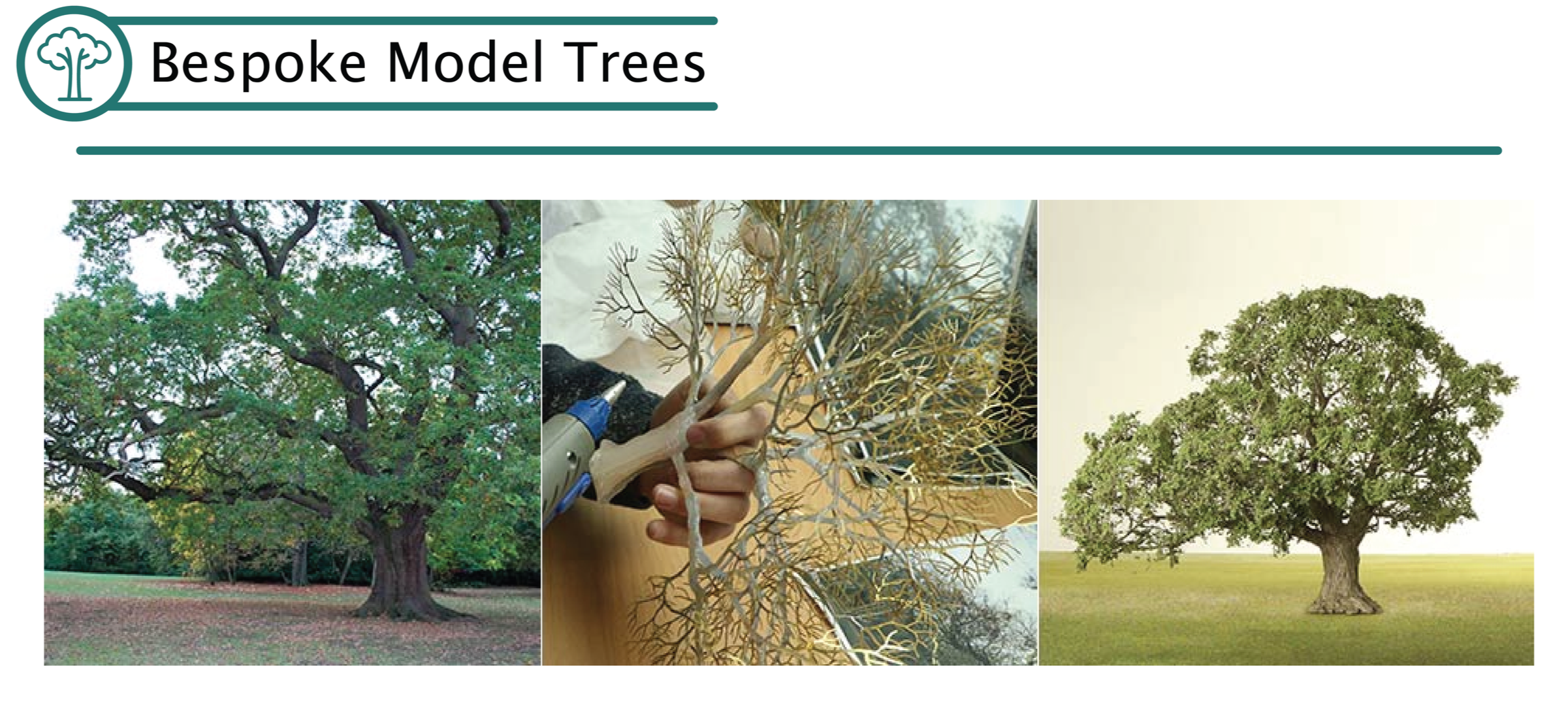 a header image, showing a bespoke tree being made and its source photograph