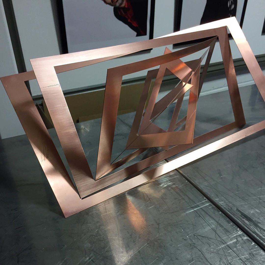 A sculptural piece produced in photo etched copper
