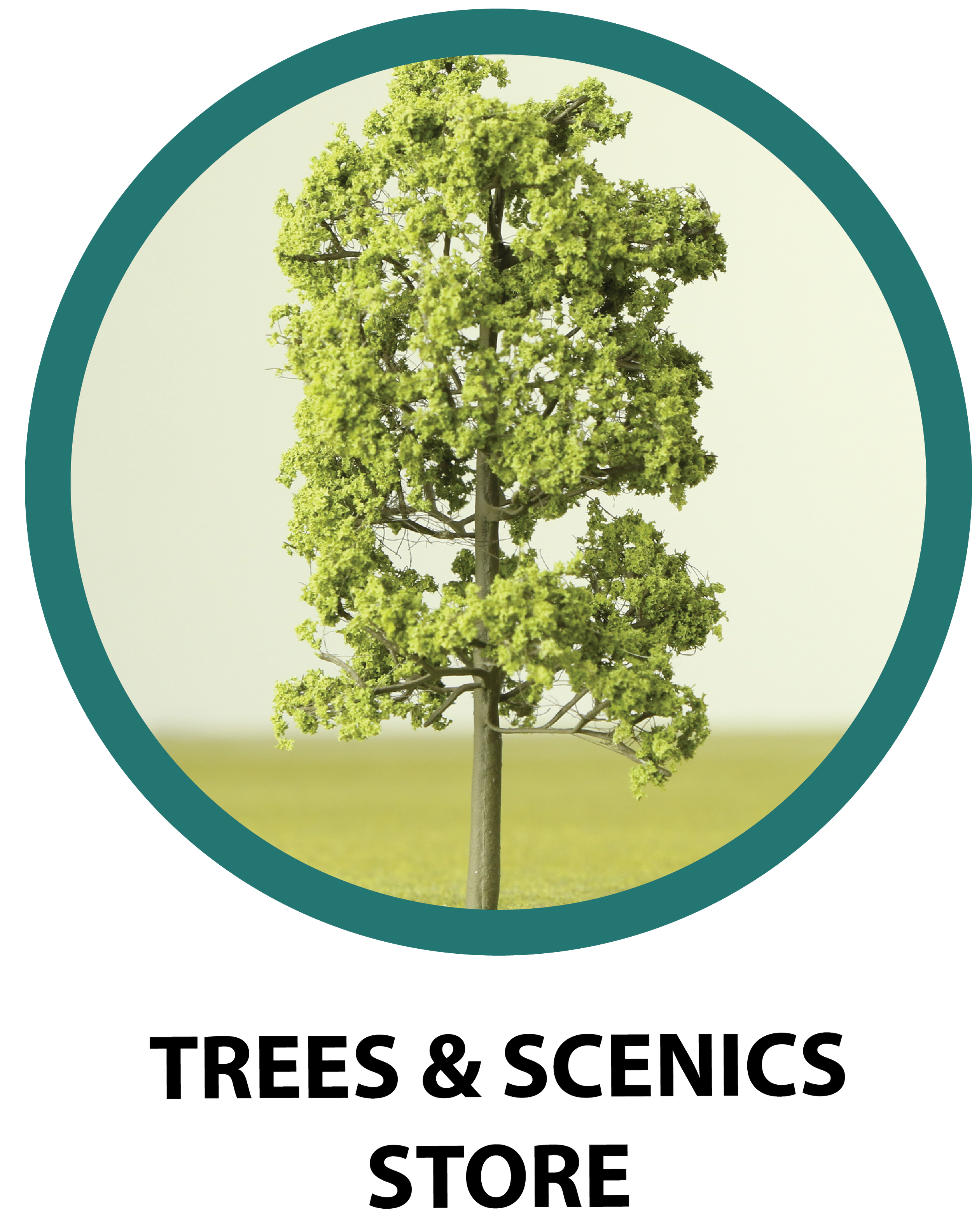 A logo featuring a model tree with green foliage and a brown trunk inside a circular frame, with the text 'standard tree store' underneath.