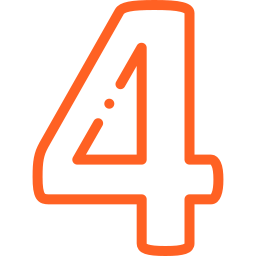 Número 4 en estilo de línea moderna de color naranja