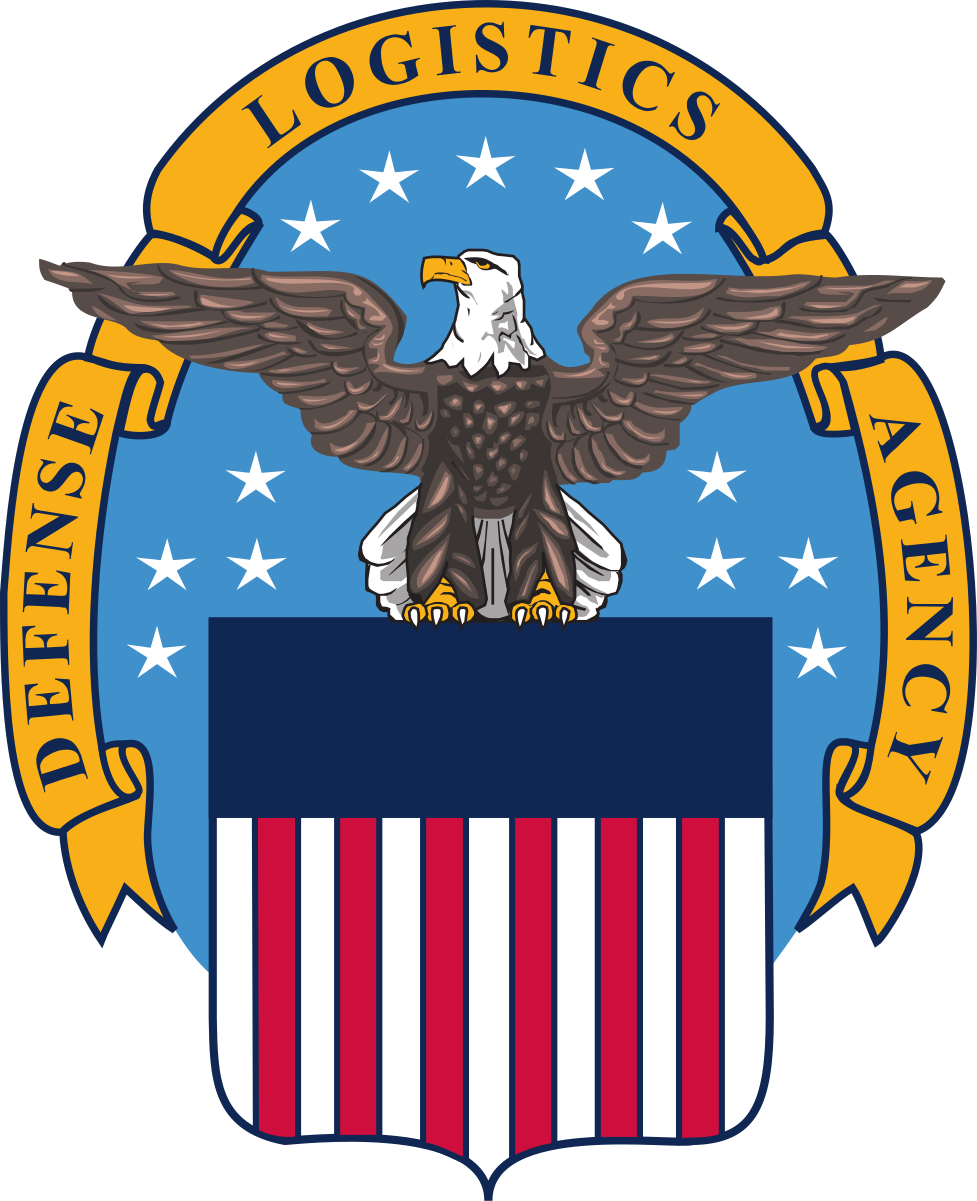 Official emblem of the U.S. Department of Defense Logistics Agency, featuring a bald eagle with outstretched wings, 13 stars, and a shield with red and white stripes.