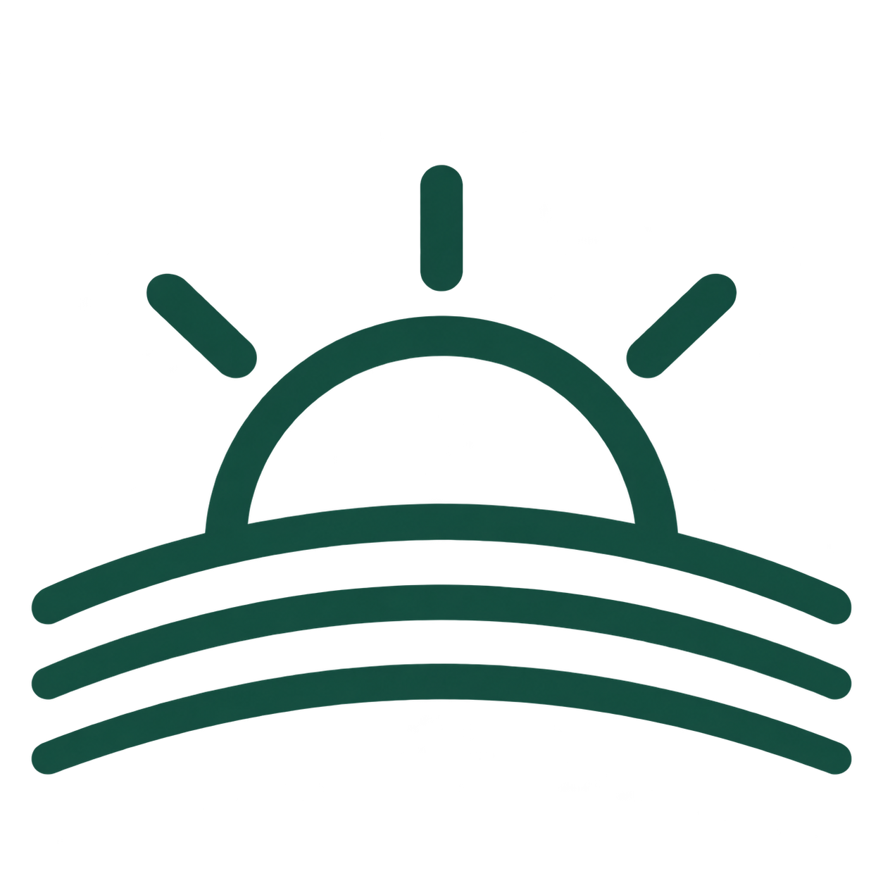 An icon of a sun on the horizon above curved lines, representing a long-term vision.