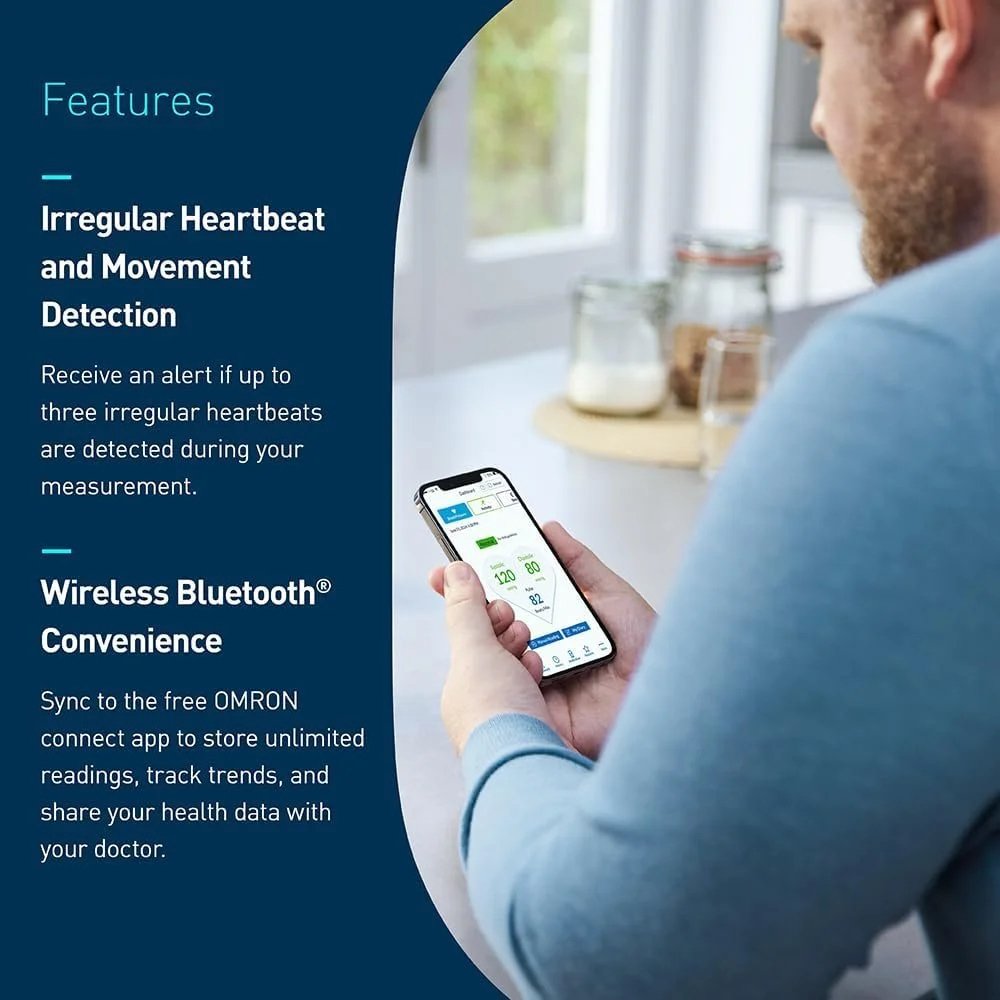 Omron Silver - Irregular heartbeart and movement detection. Sync to free Omron Connect app.