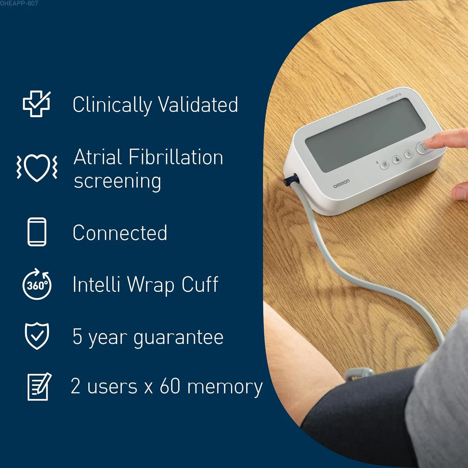 OMRON X4 Connect AFIB is clinically validated, has Atrial Fibrillation screening, Intelli wrap cuff and 2 user memory