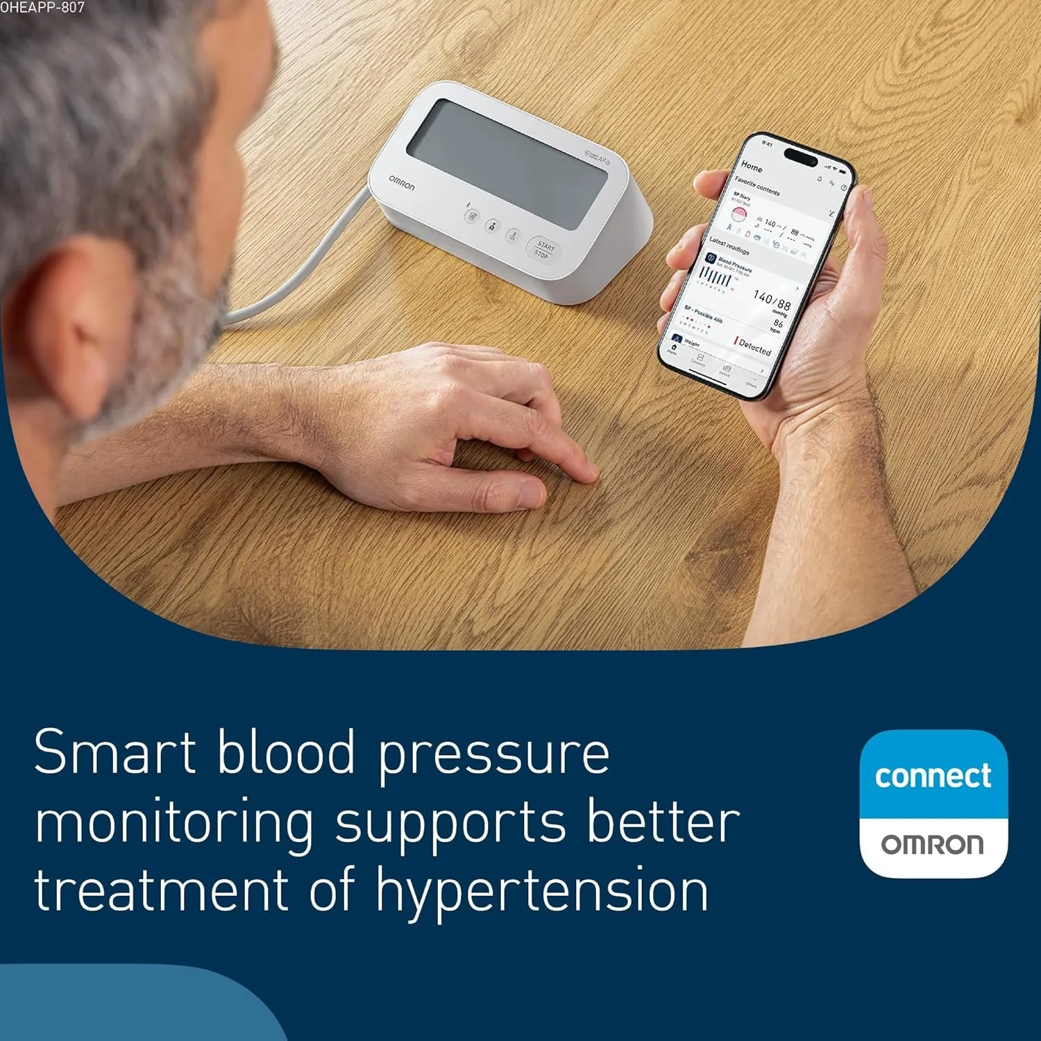 OMRON x4 Connect Afib syncs to the OMRON Connect App