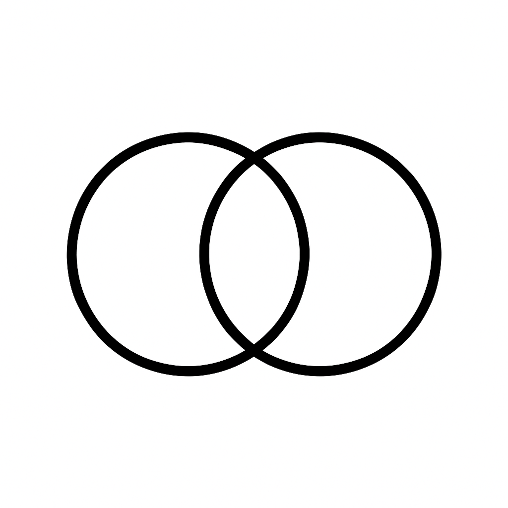 Two overlapping circles, representing a Venn diagram.