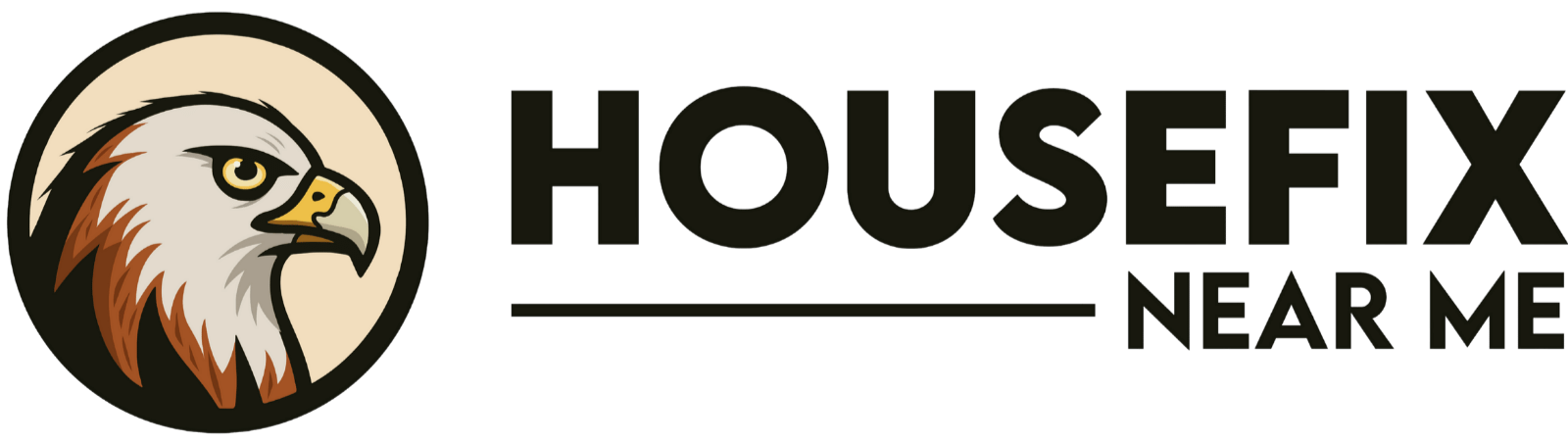 House Fire Near Me logo featuring a stylized eagle's head in a circular emblem.