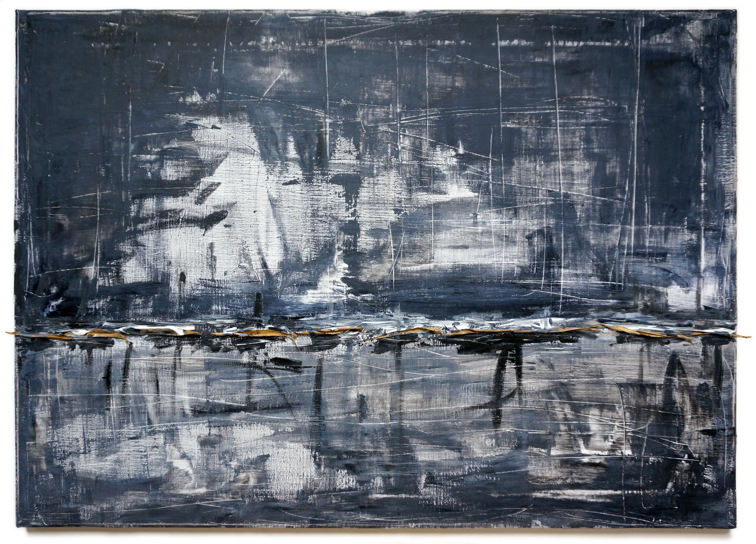 Leinwand mit Bambusblättern und Acrylfabe