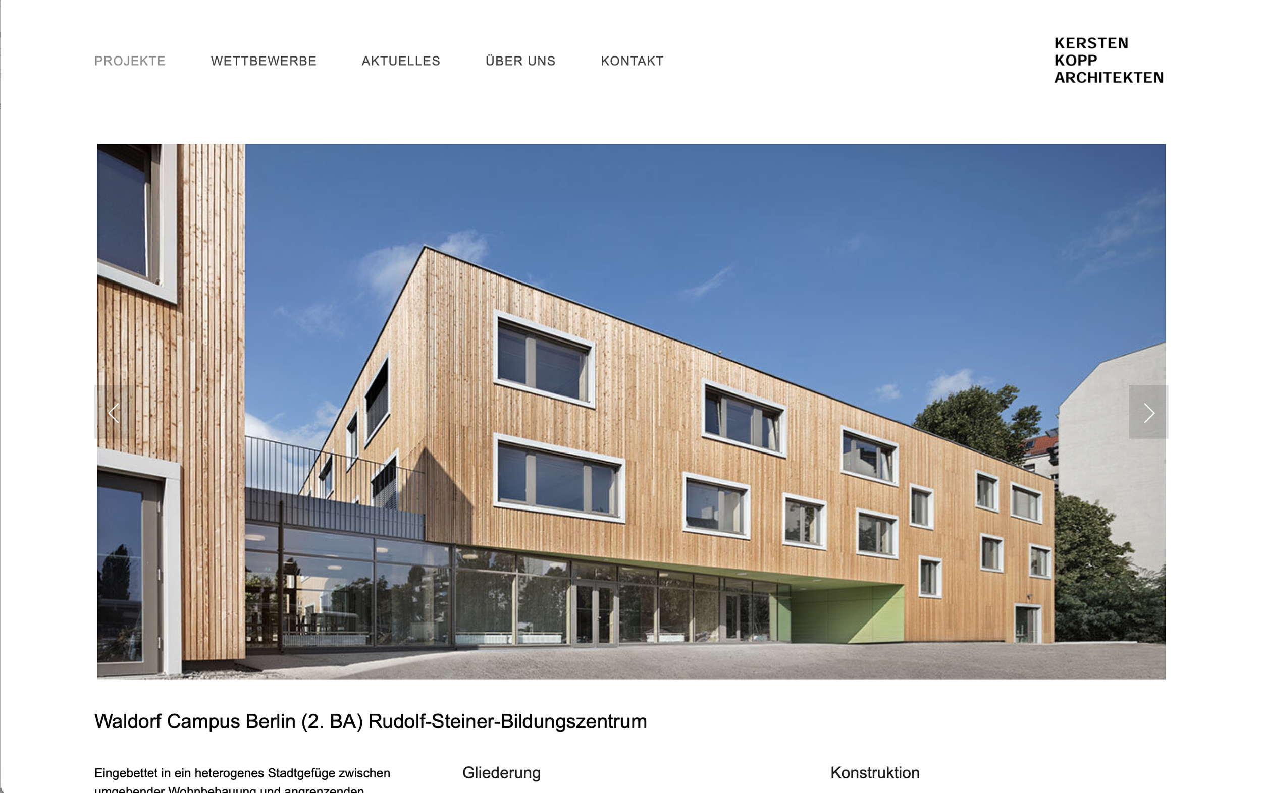 Webdesign und Umsetzung per CMS für ein Architekturbüro