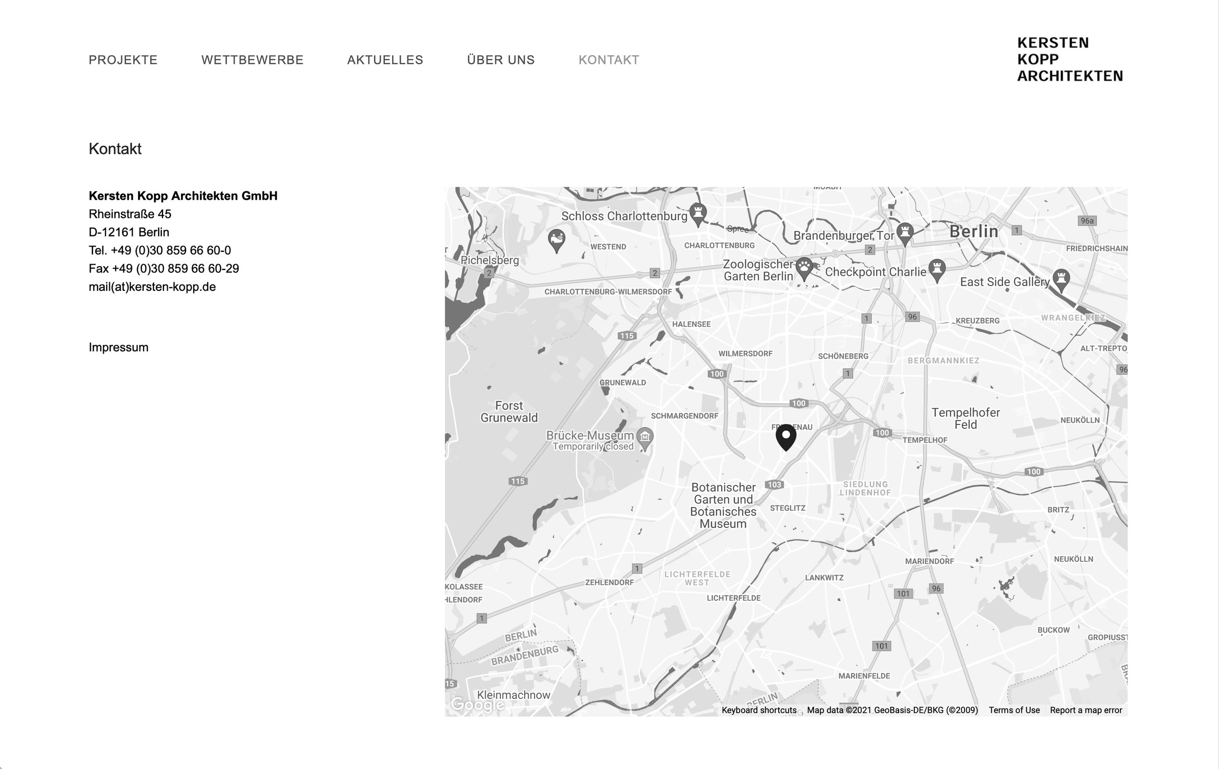 Webdesign und Umsetzung per CMS für ein Architekturbüro
