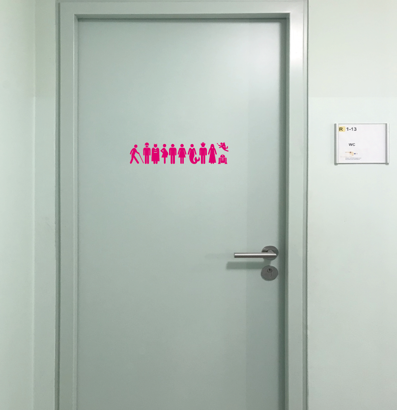 Beschriftung Gender-Toiletten für die gelbe Villa, Berlin