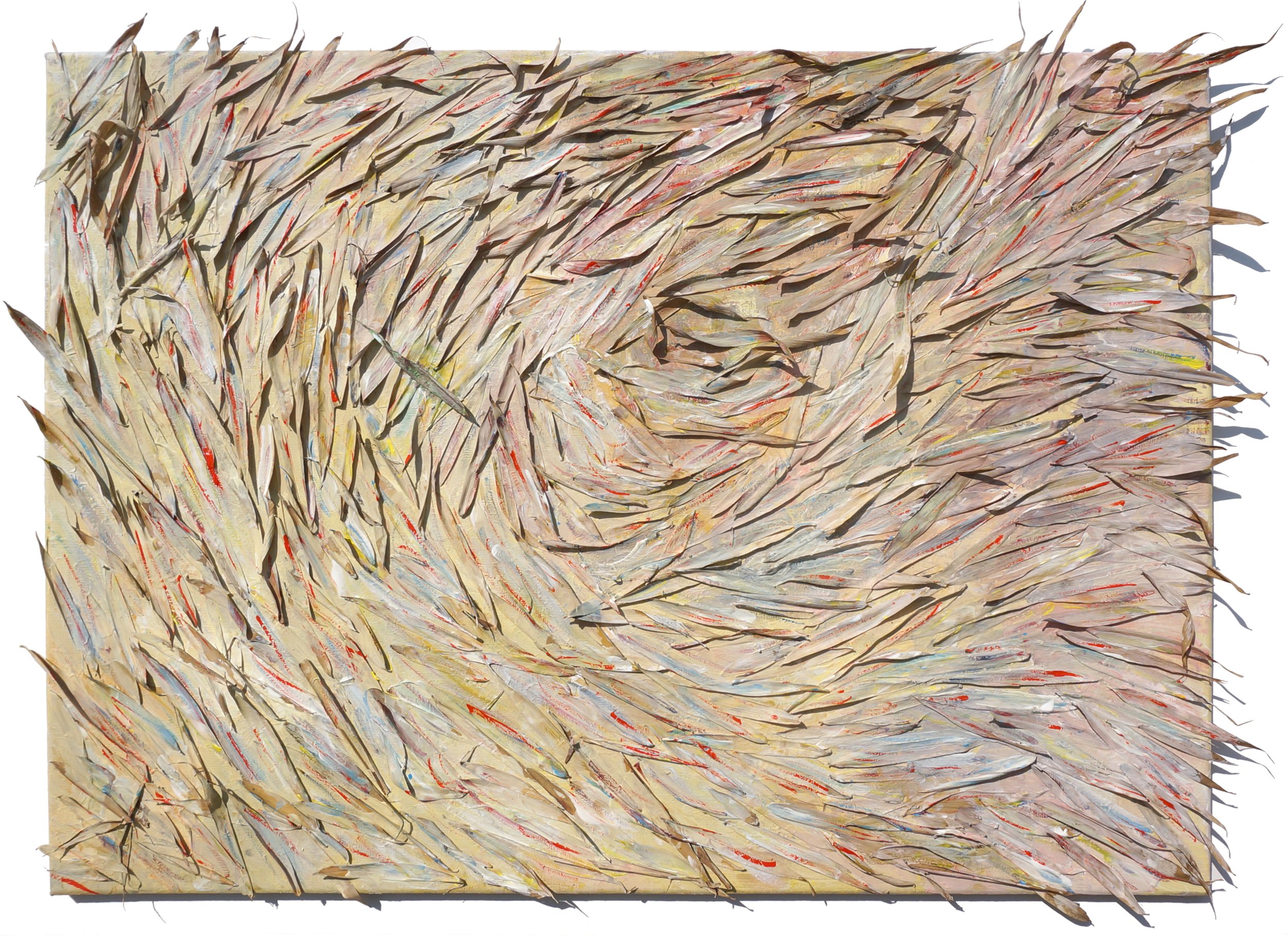 Leinwand mit Bambusblättern und Acrylfabe