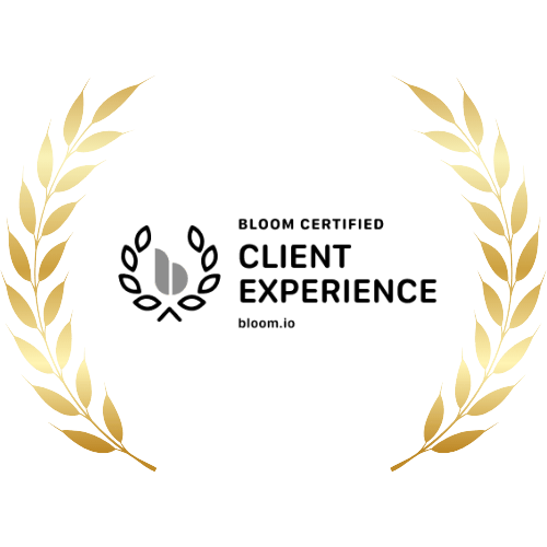 Badge acknowledging high quality customer service via Bloom.io