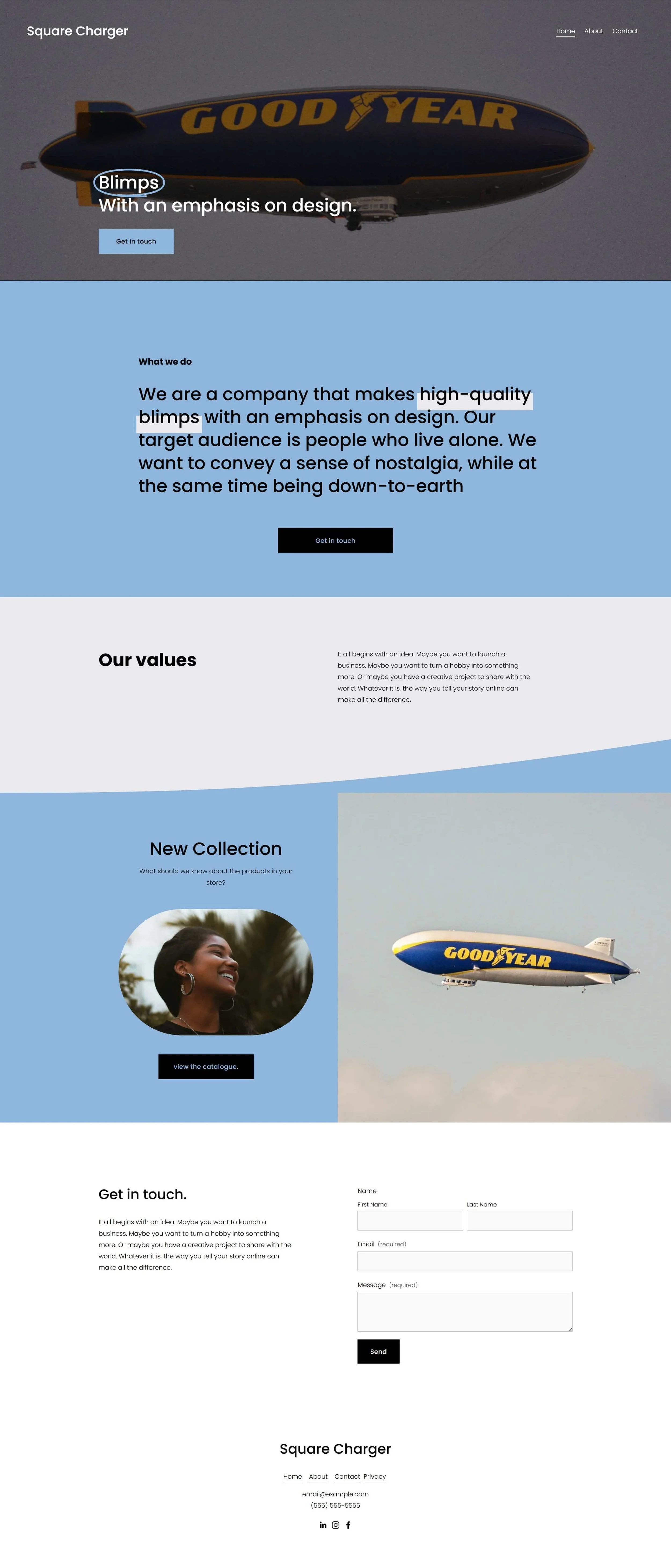 Screenshot of Squarecharger tech company website design