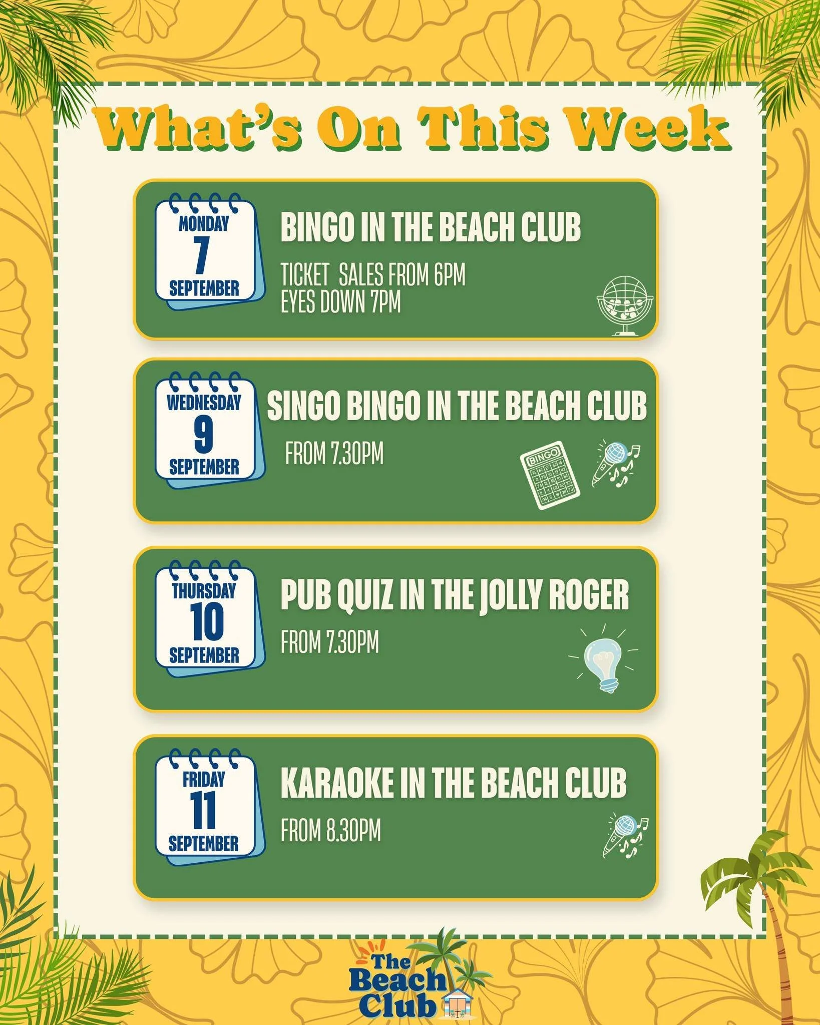 Check out what's on this week at The Beach Club!🤩🥳🍻