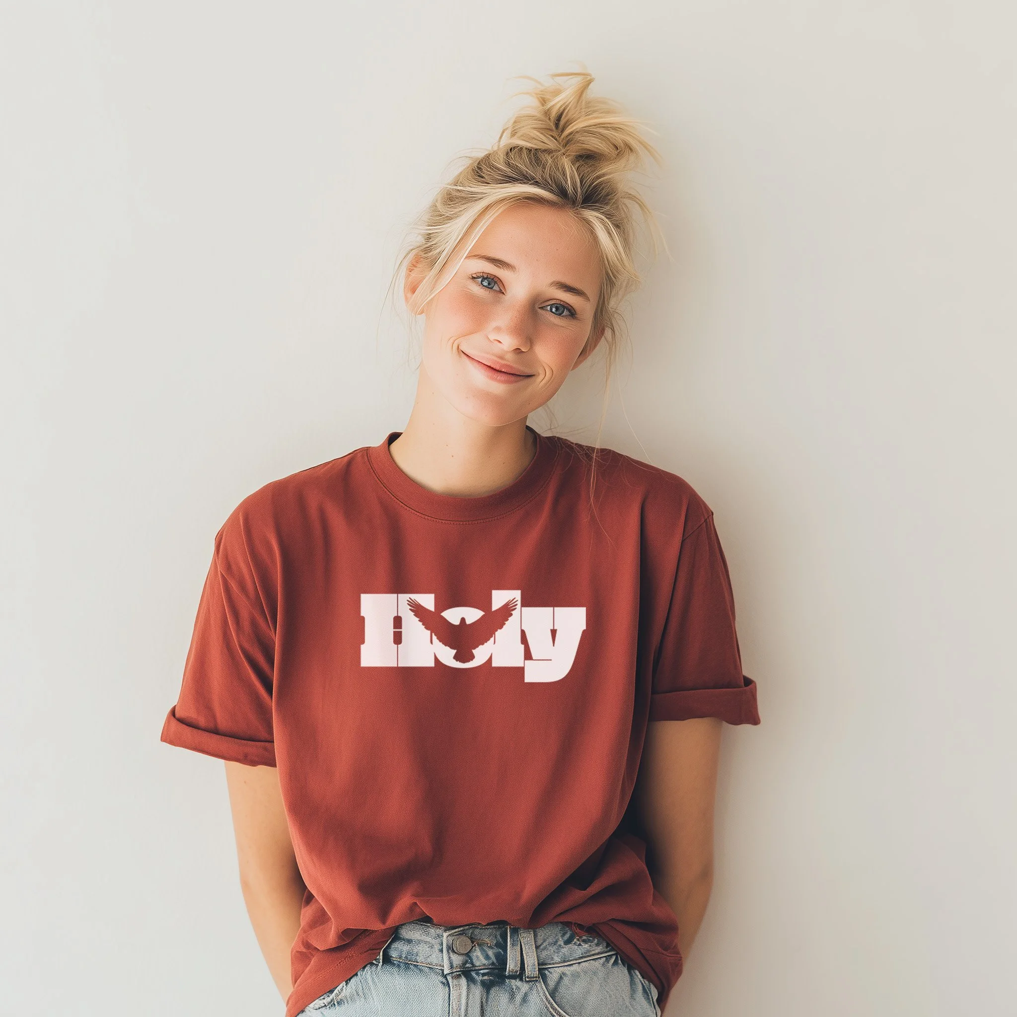 Mock up_Holy with dove_Blonde white wall.jpg