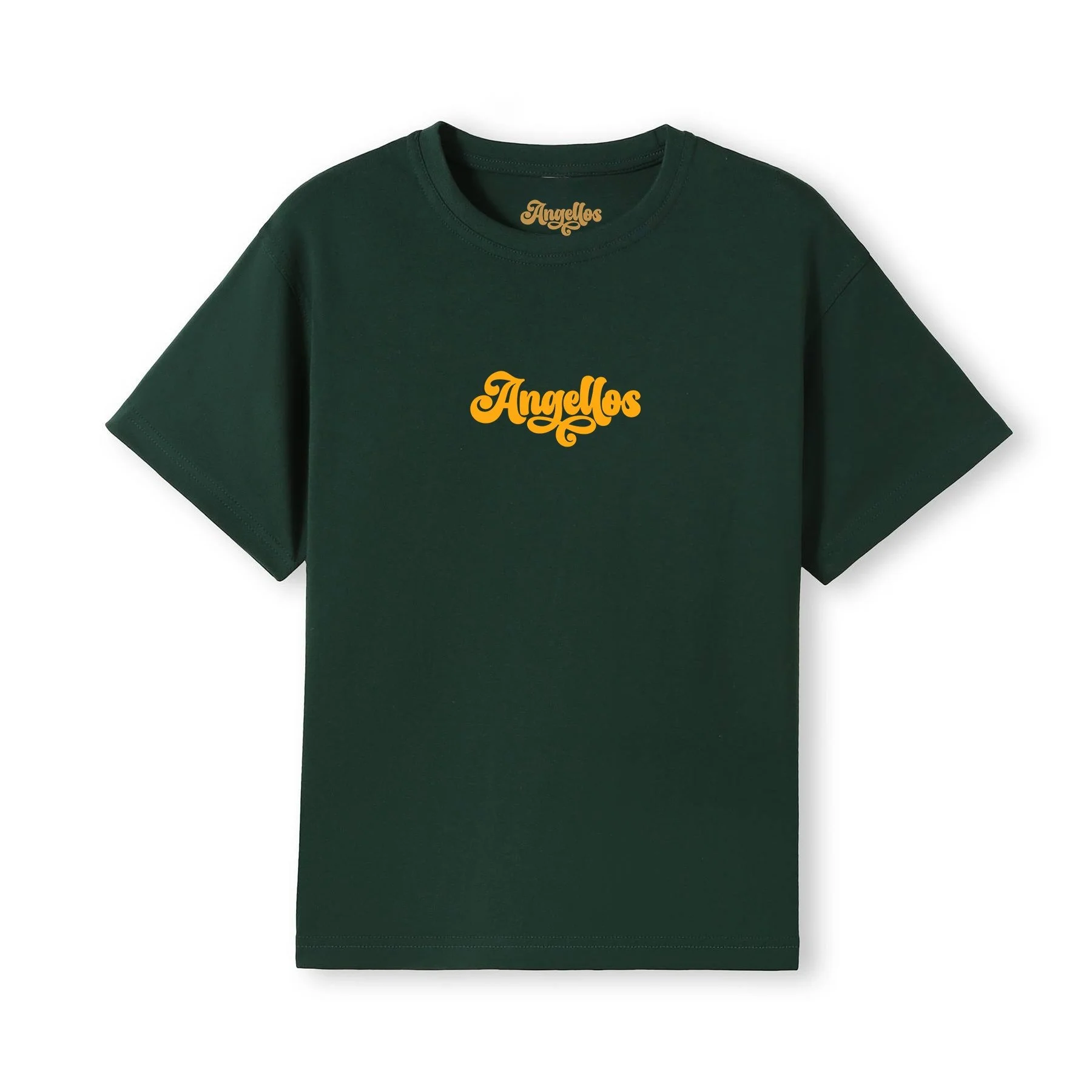 Angellos-Christian-TsA Christian T-shirt in Bottle Green color, with the logo Angellos in yellowhirt-BottleGreen.jpeg