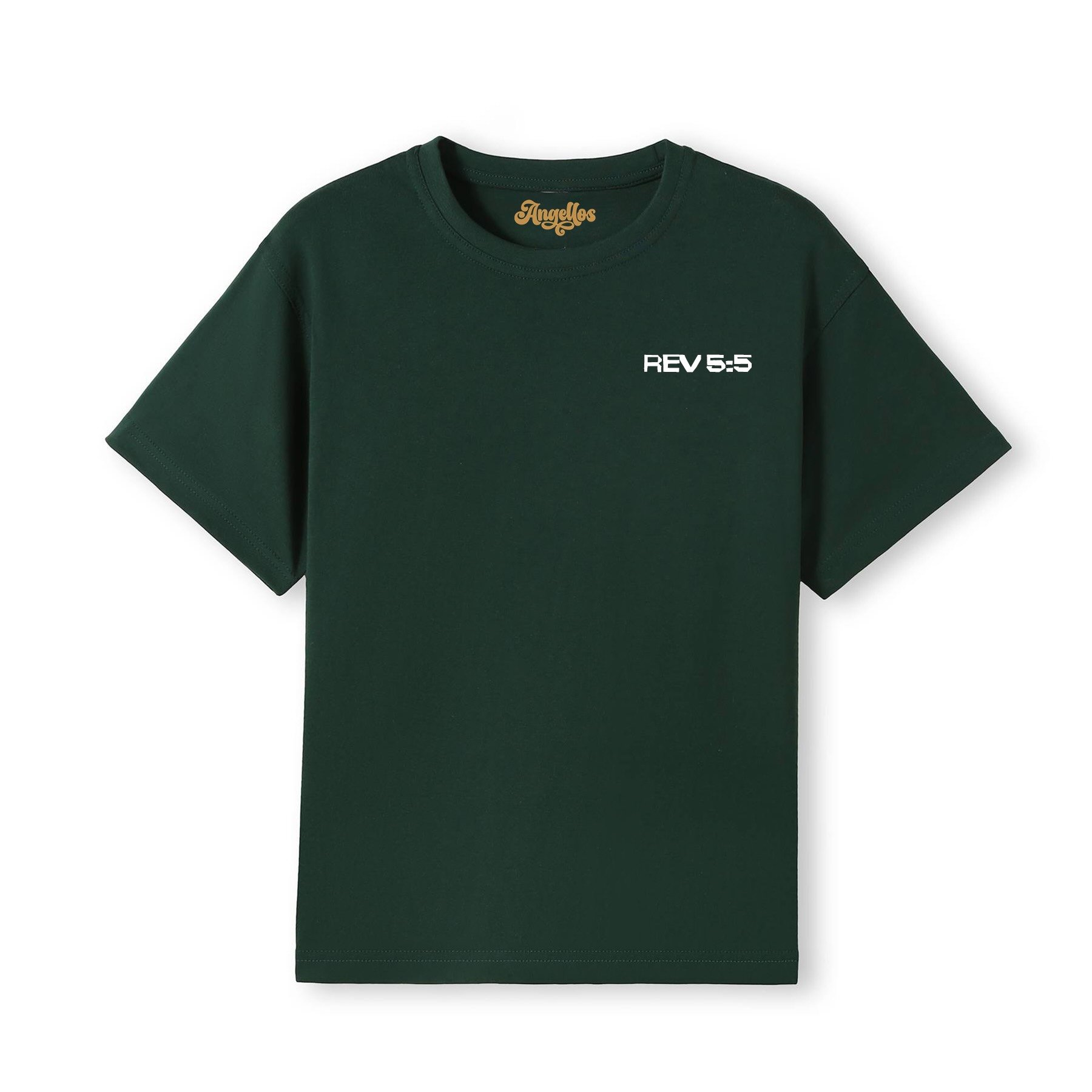 Bottle green color Christian T-shirt with the words 'The Lion of Judah has conquered' and an image of a lion head