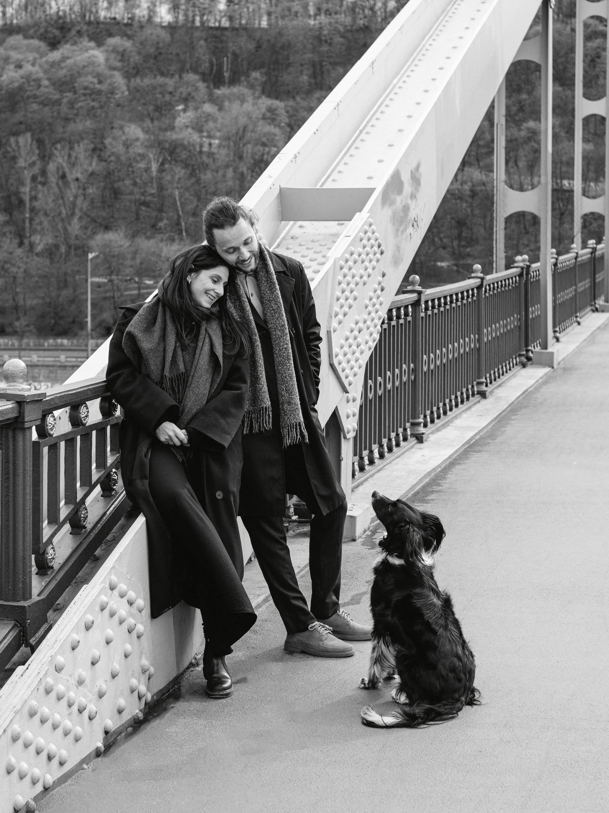 A black and white photo of a couple.