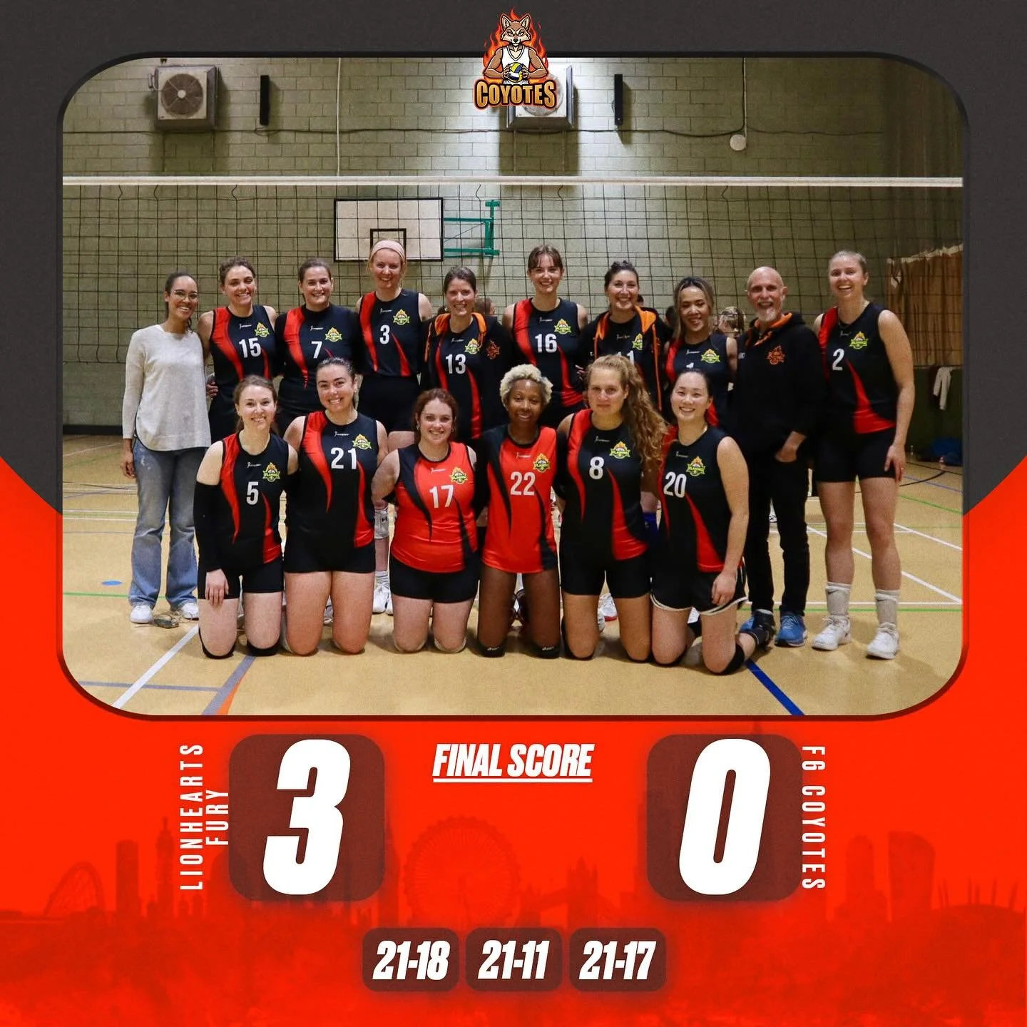 Woof. Although it was a ruff match, there were a few highlights from the coyotes:

Kristyn made a miraculous return from the US and made some insane saves, perfect sets, and even a kill earning herself the MVP spot. Other honorable mentions include M