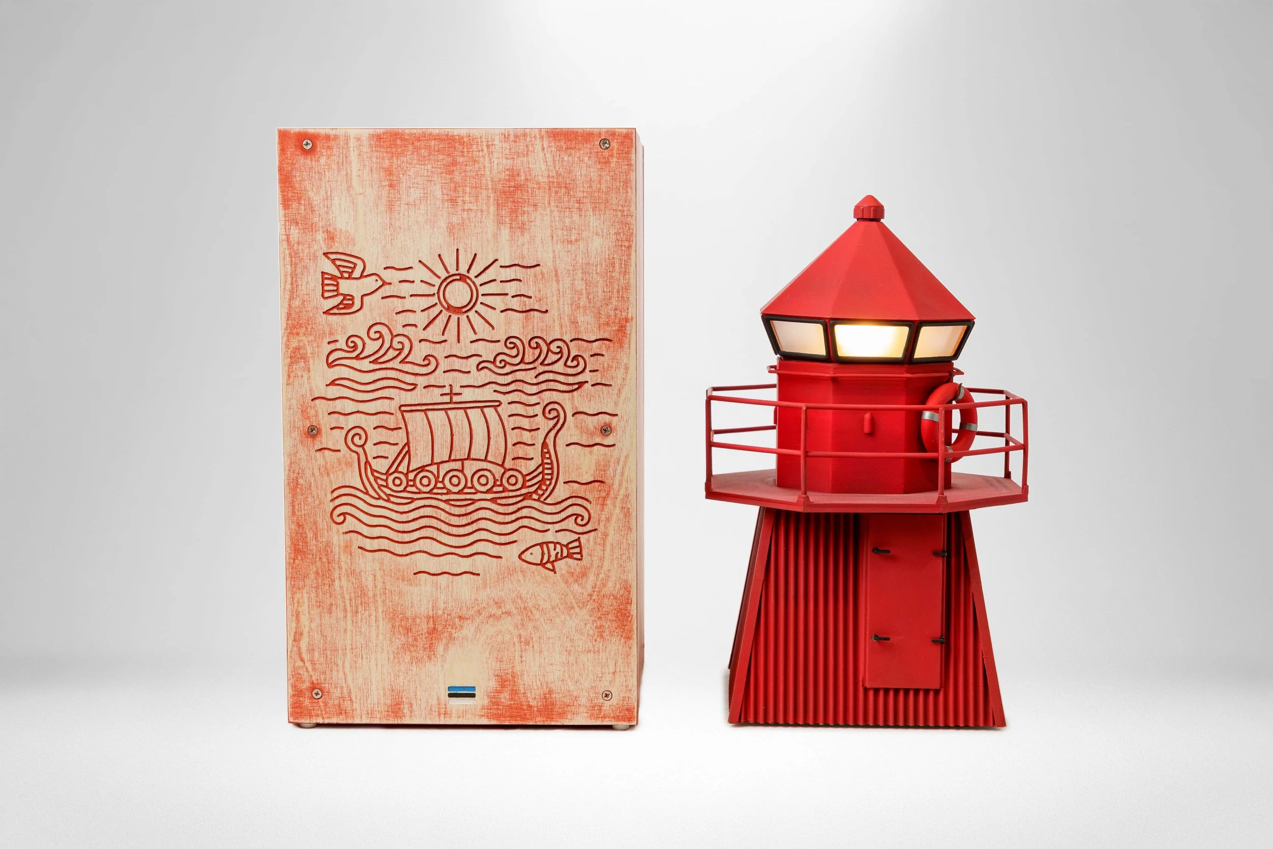 Viti Lighthouse Lamp: Crimson Edition + Custom made box/stand