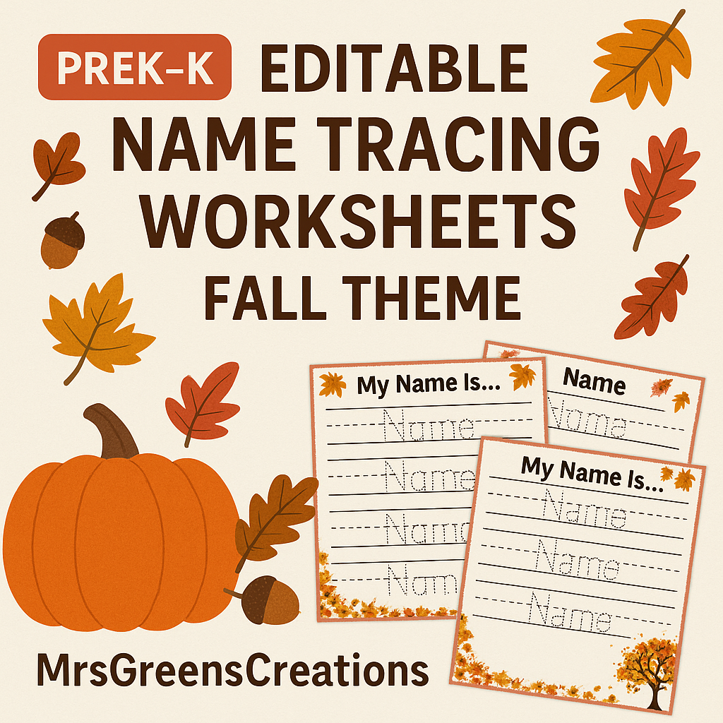 Fall Name Tracing Sheets