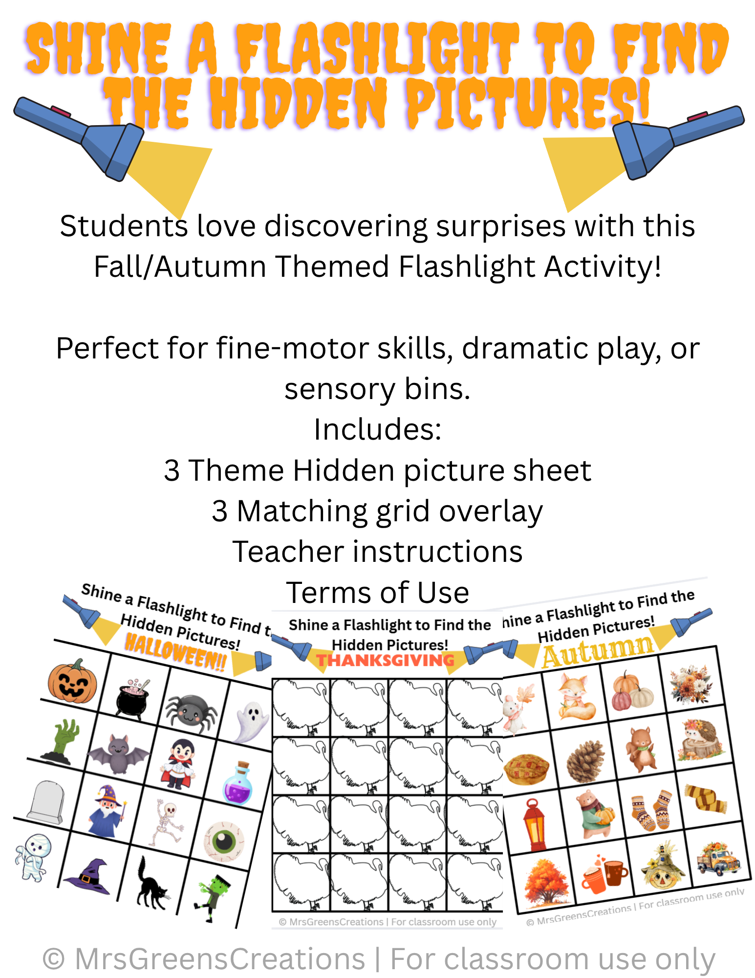 Fall/Thanksgiving/Halloween Flashlight Shine Surprise Pictures