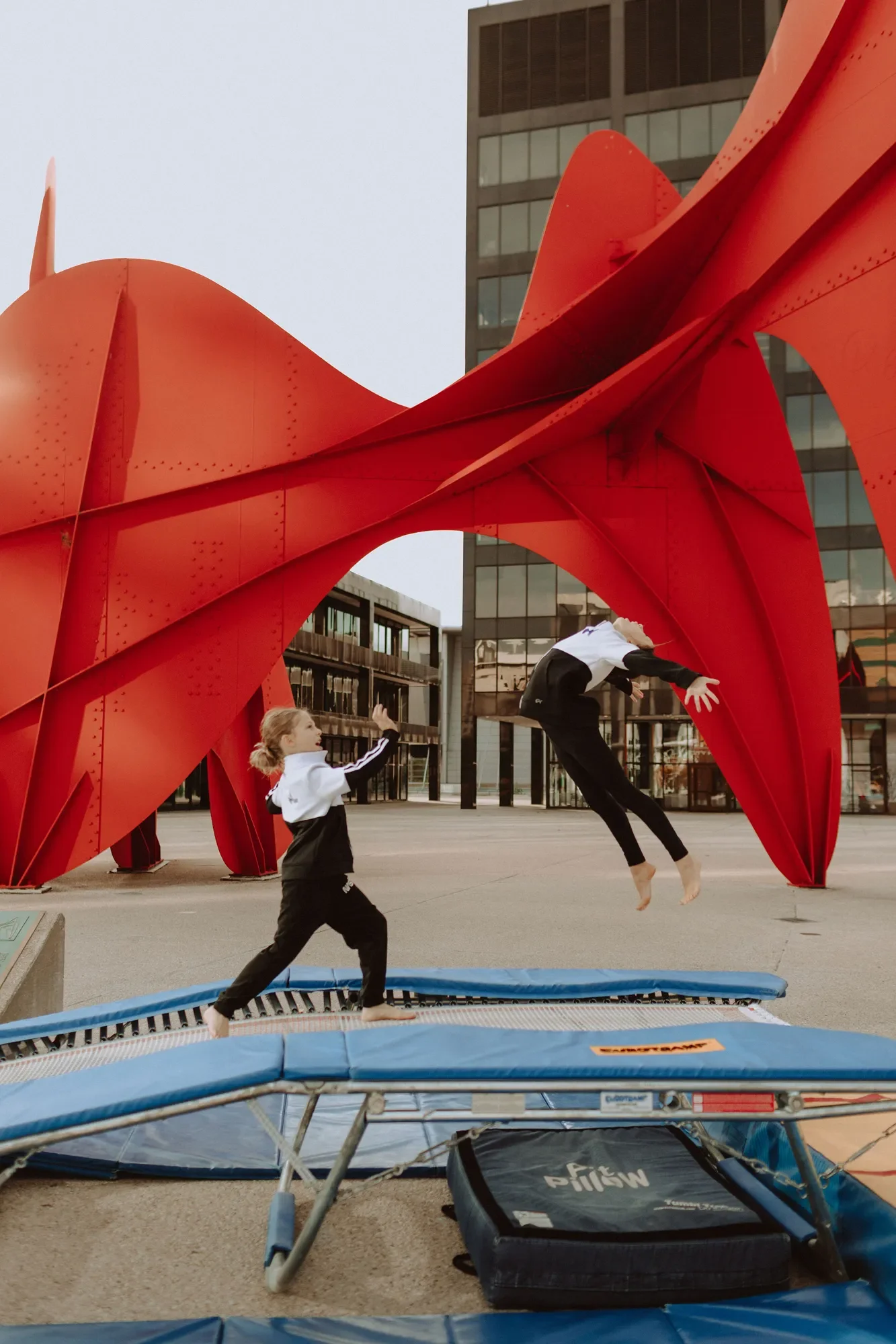 young athletes trampolining