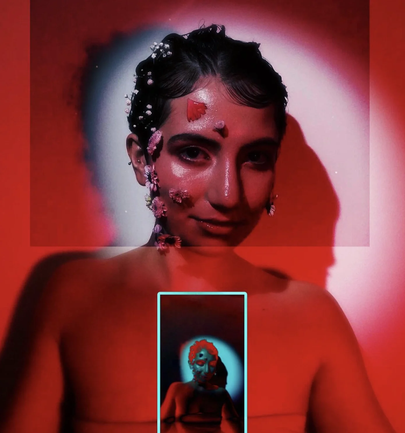 gina with flowers on her face