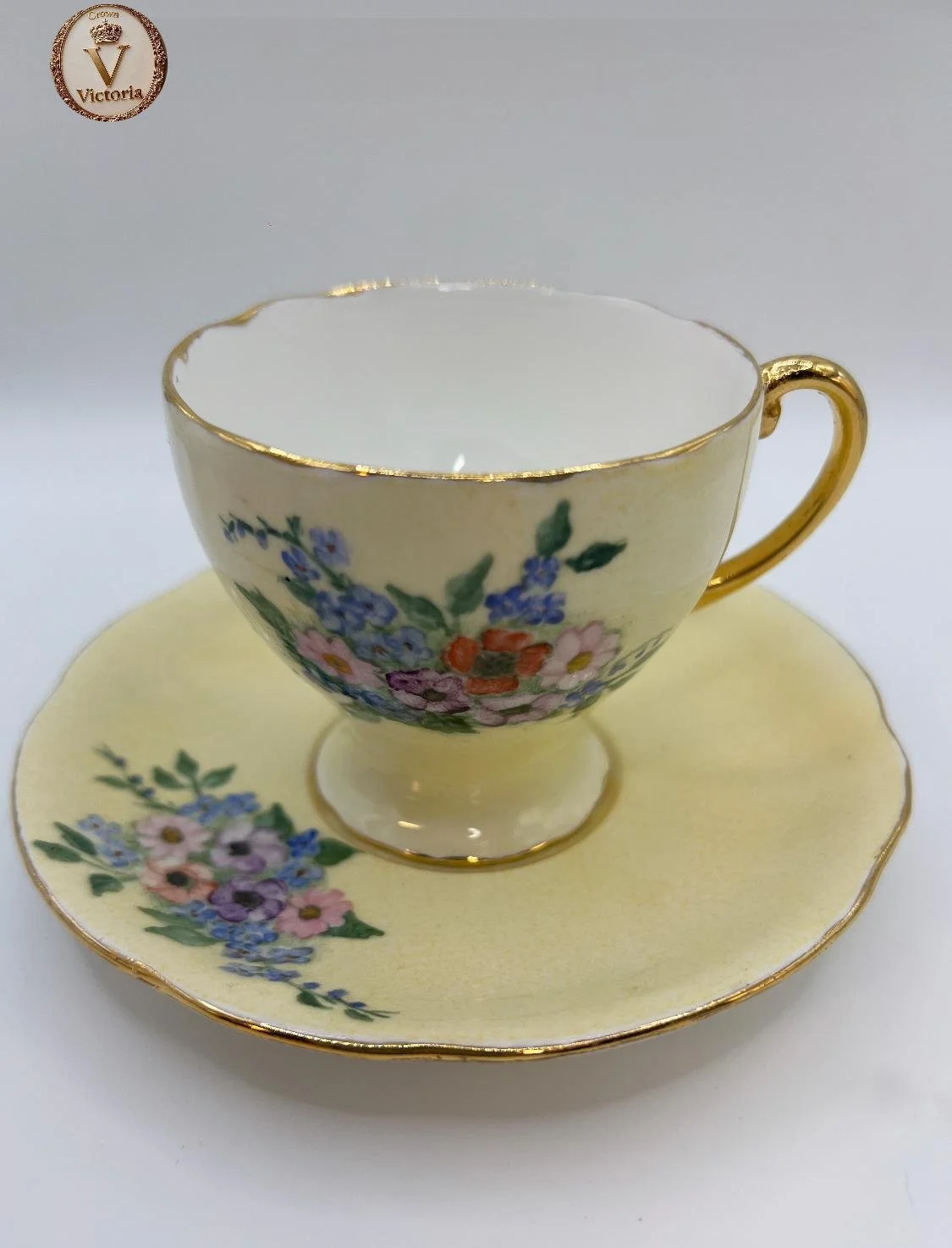 Hand Painted Demitasse Tea Cup and Saucer 1951