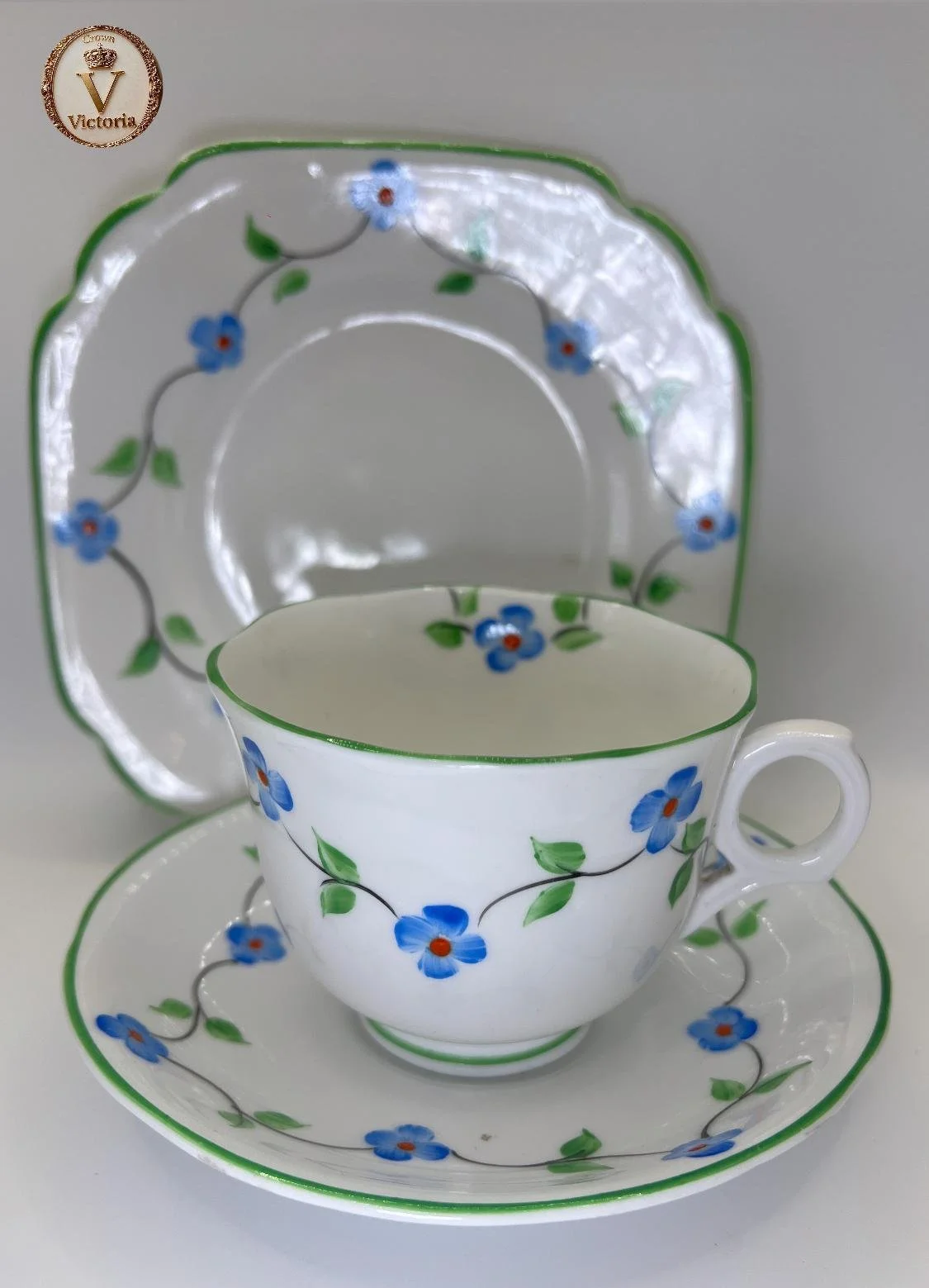 Charming Vintage Melba Bone China Trio - Hand-Painted Floral Delight