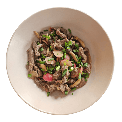 Ketogeeniseen ruokavalioon soveltuva ruoka-annos.