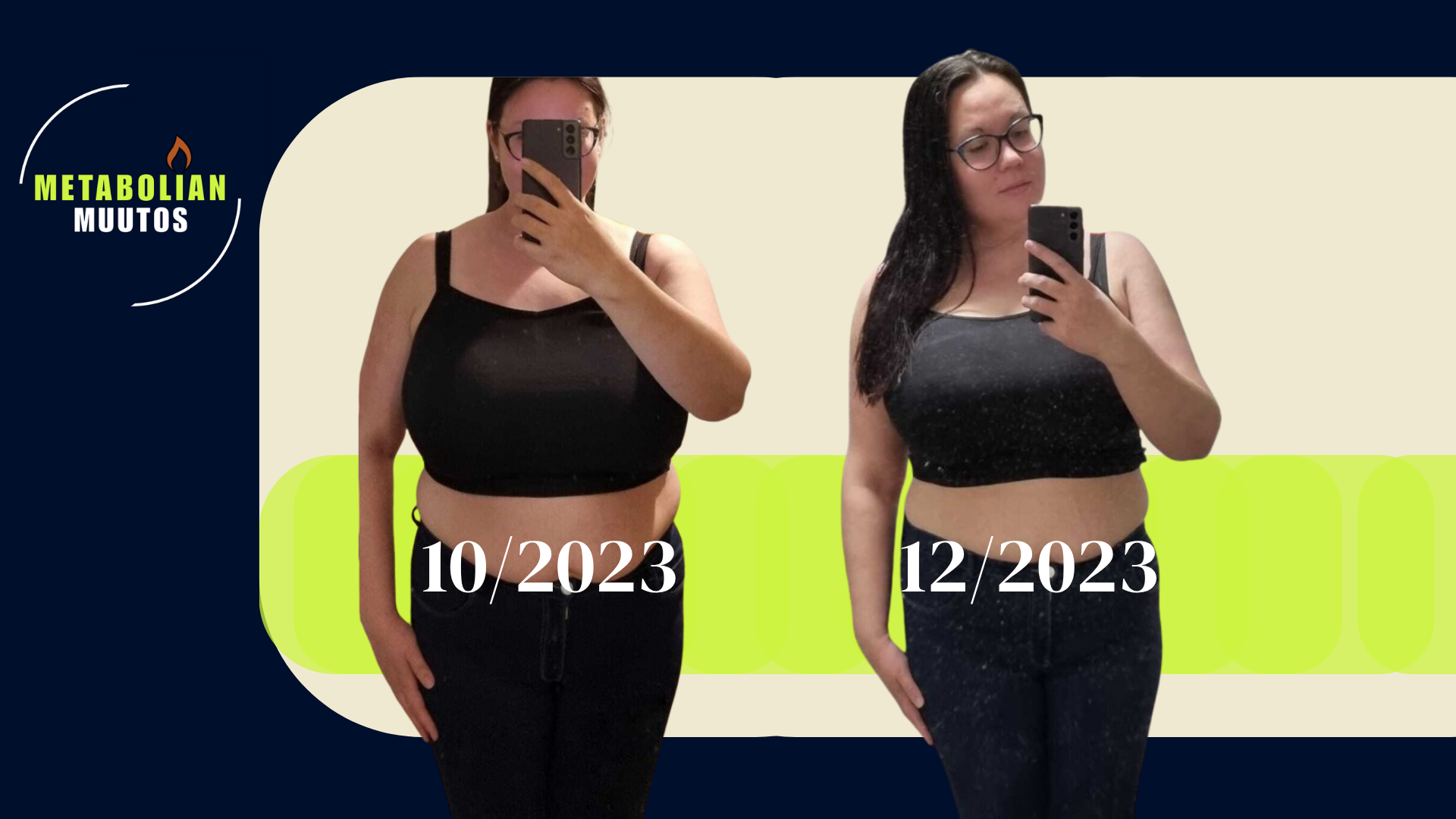 Aino ennen valmennusta ja valmennuksen lopussa