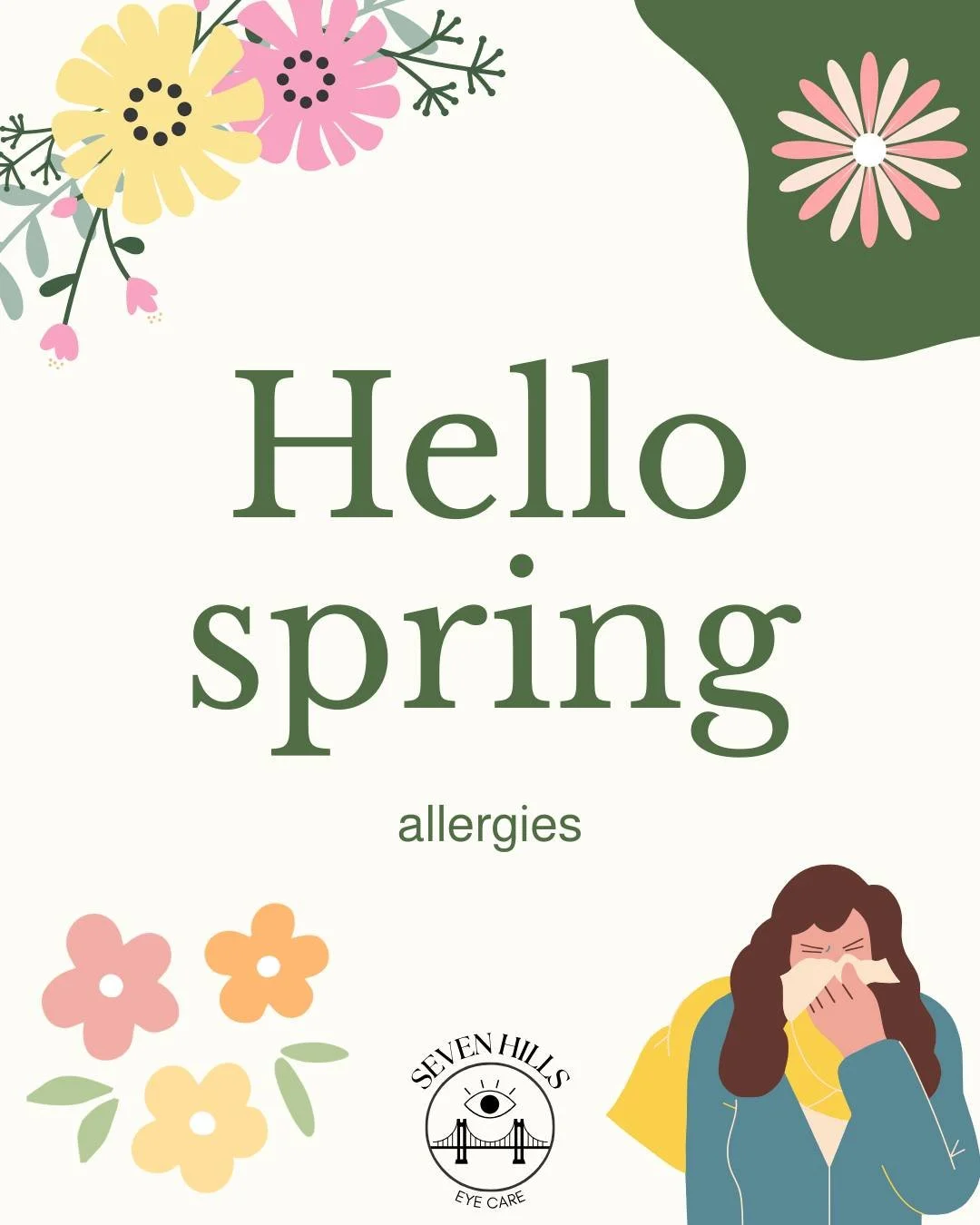 The Pollening is almost upon us, Cincinnati! 🌷🌾If your eyes are red, itchy, and watering with the shift in seasons, our trusted eye doctors are here to help. Schedule your appointment online at www.sevenhillseyecare.com