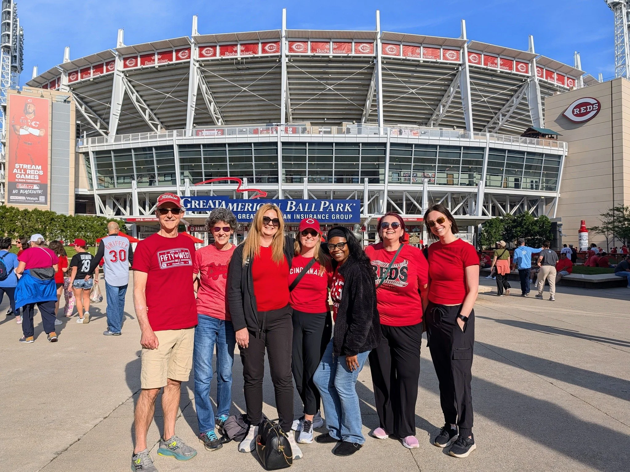 Nothing says Cincinnati like celebrating 513 Day with the home team! After a busy day at the clinic yesterday, the Seven Hills Eye Care team traded our scrubs for jerseys and headed down to Great American Ball Park to cheer on the Reds. ❤️⚾ We love o