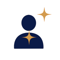 Coaching empowerment icon showing human figure and star, symbolizing transformation and confidence.