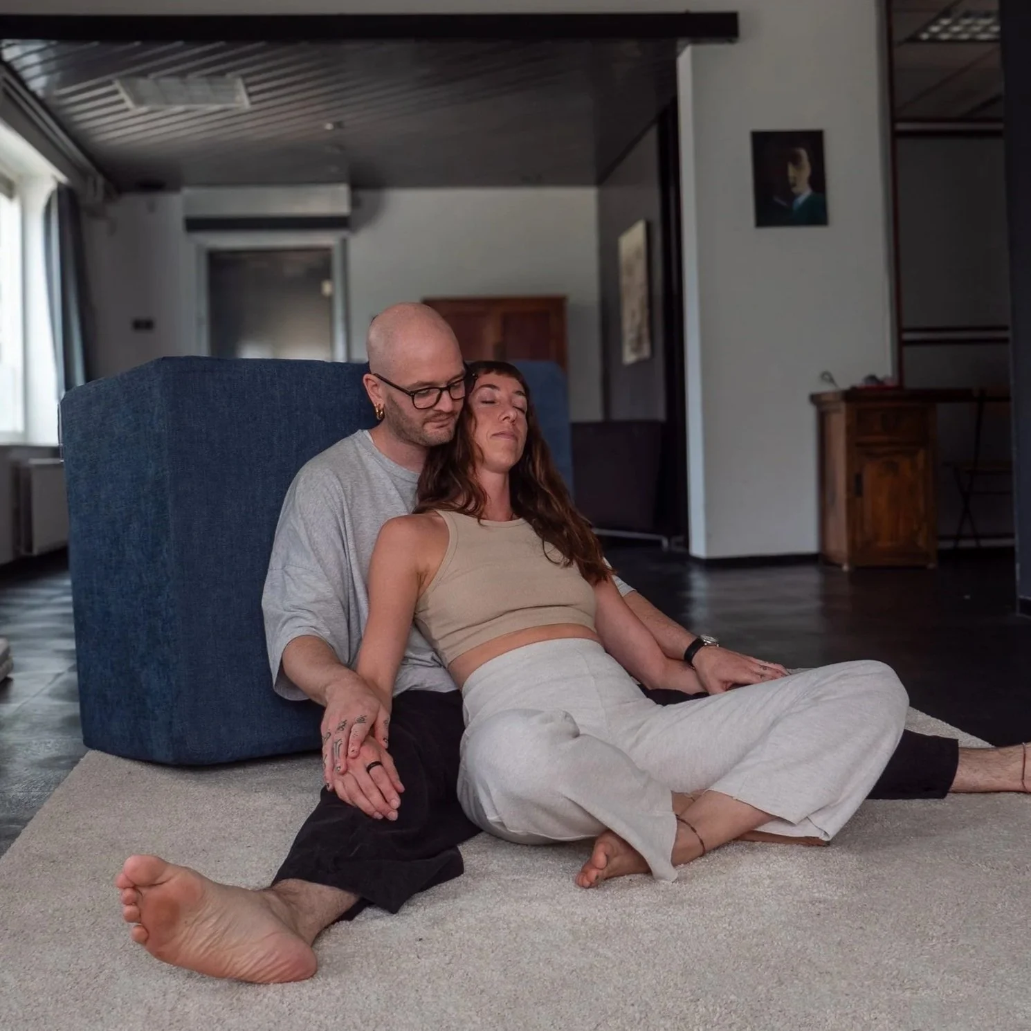 Therapist holding client