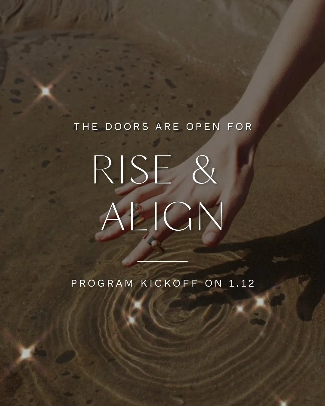 ENROLLMENT IS NOW OPEN

Rise &amp; Align is our signature, holistic group coaching experience for the woman ready to step into her next chapter with clarity, ease, and purpose.

Women who complete this journey often share they experience:
&mdash; a p