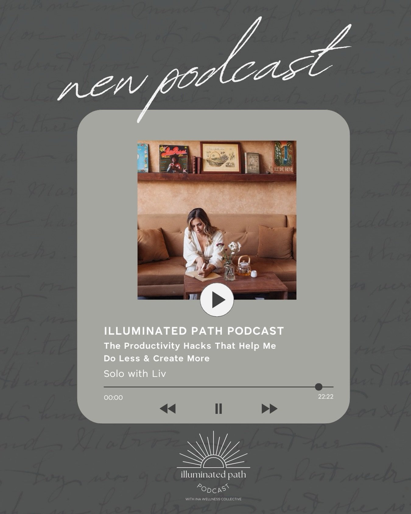 ON THE POD

Brand new solo episode with @alignedbyliv 

The Productivity Hacks That Help Me Do Less &amp; Create More 

Out now on:
Spotify | Apple | YouTube

#productivityhacks #worksmarter #timemanagementtips #entrepreneurship #wellnesspodcast