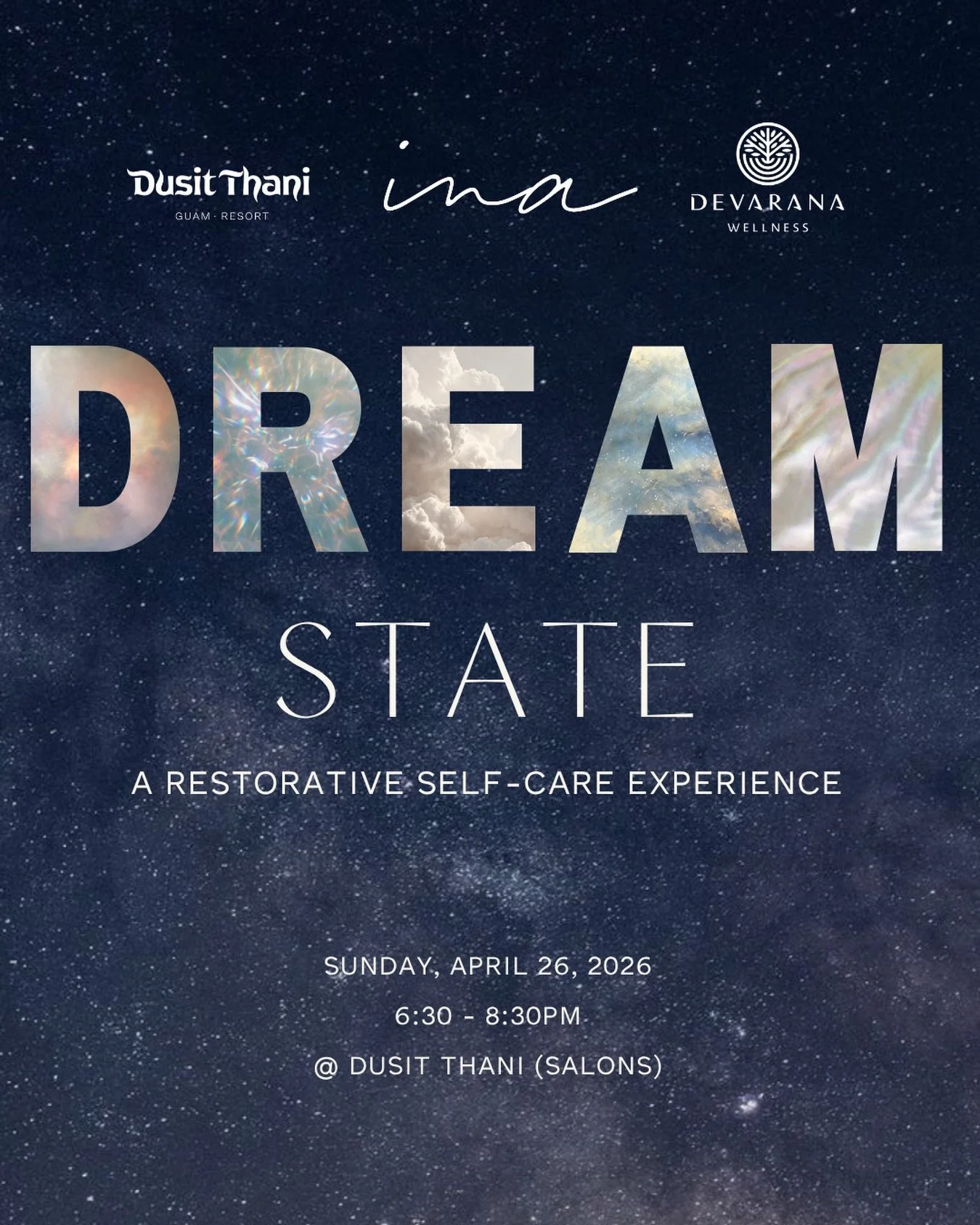 Ina Wellness Collective x Dusit Thani x Devarana Wellness present &mdash; DREAM STATE
A Restorative Self-Care Experience
&nbsp;
There is a version of you that exists beneath the noise. Beneath the deadlines, the decisions, the doing.
&nbsp;
DREAM STA