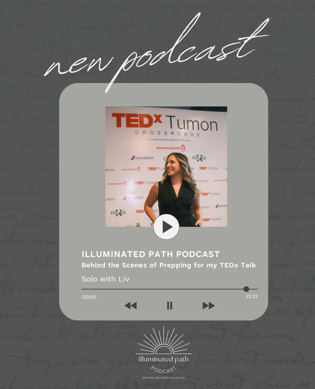 🎙️New Episode Drop🎙️

Solo with Liv: Behind the Scenes of Prepping for my TEDx Talk

In this solo episode, Liv takes you behind the scenes of preparing for and delivering her first TEDx talk &mdash; sharing the journey from choosing a meaningful to