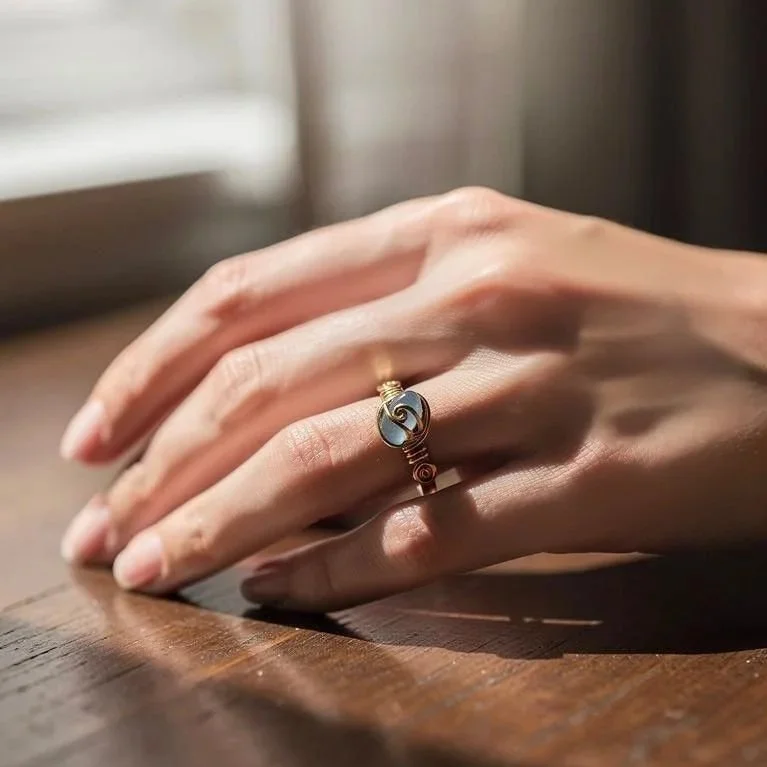 Anello con zircone Blu Marino