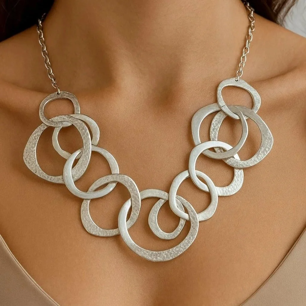 Collana anelli intrecciati argento