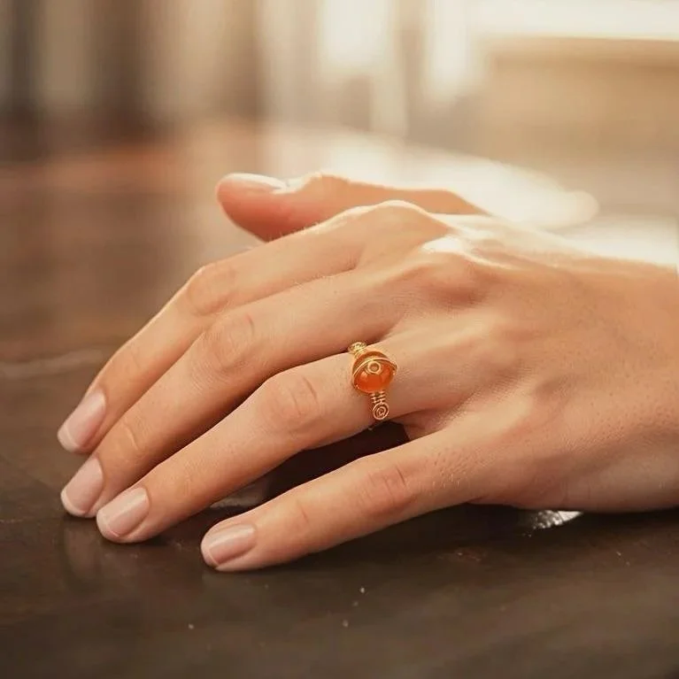 Anello con zircone Arancione