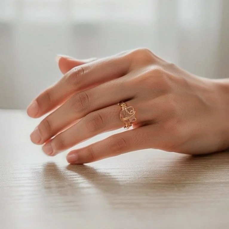 Anello con zircone Rosa Scuro