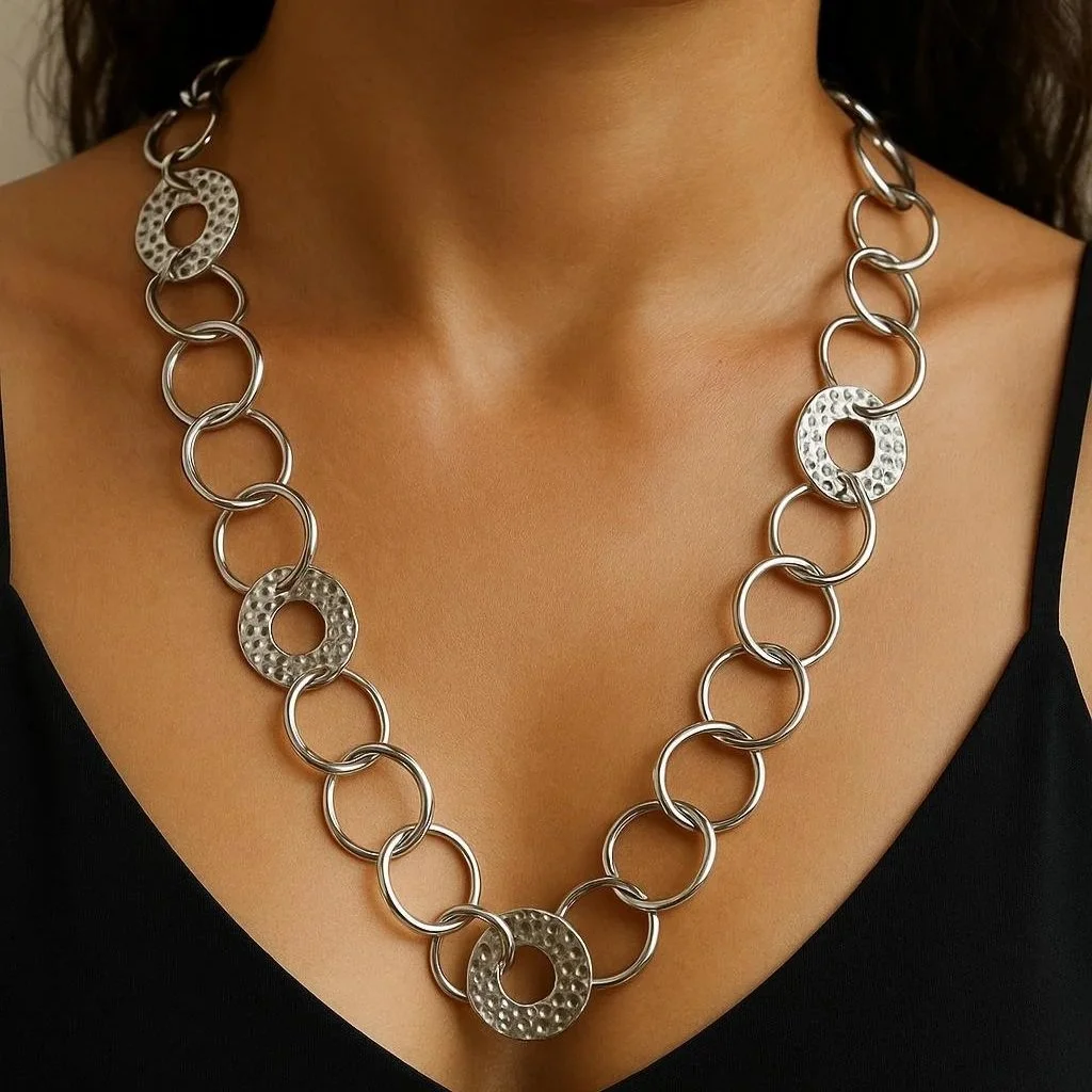 Collana Dischi intrecciati argento