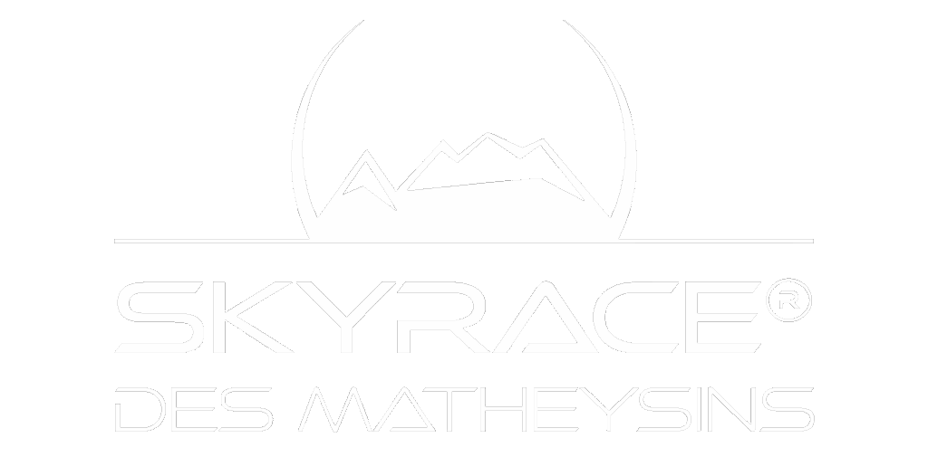 Logo with a circle of stylized mountains and the text 'SKY RACE® DES MATHEYSINS'.