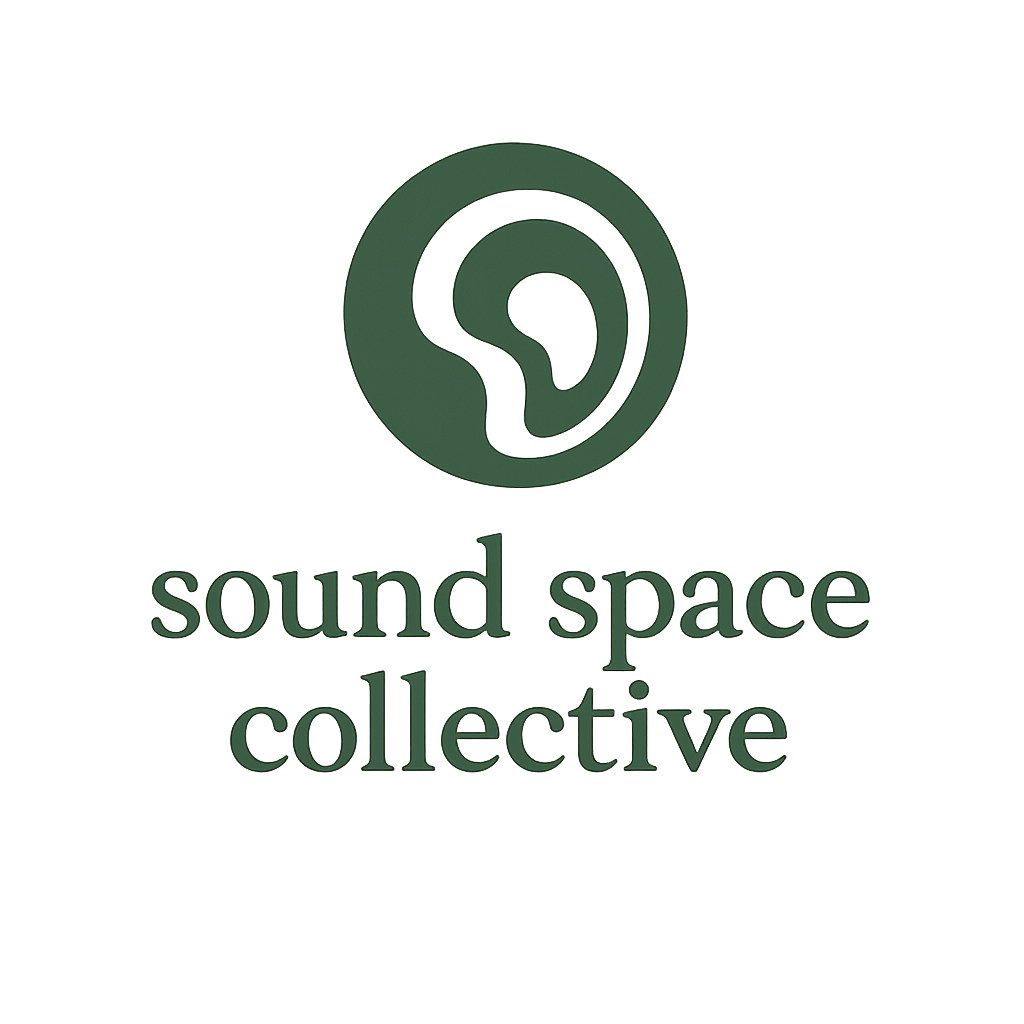 Logo for Sound Space Collective featuring a circular design with a stylized 'S' inside and the words 'sound space collective' below.