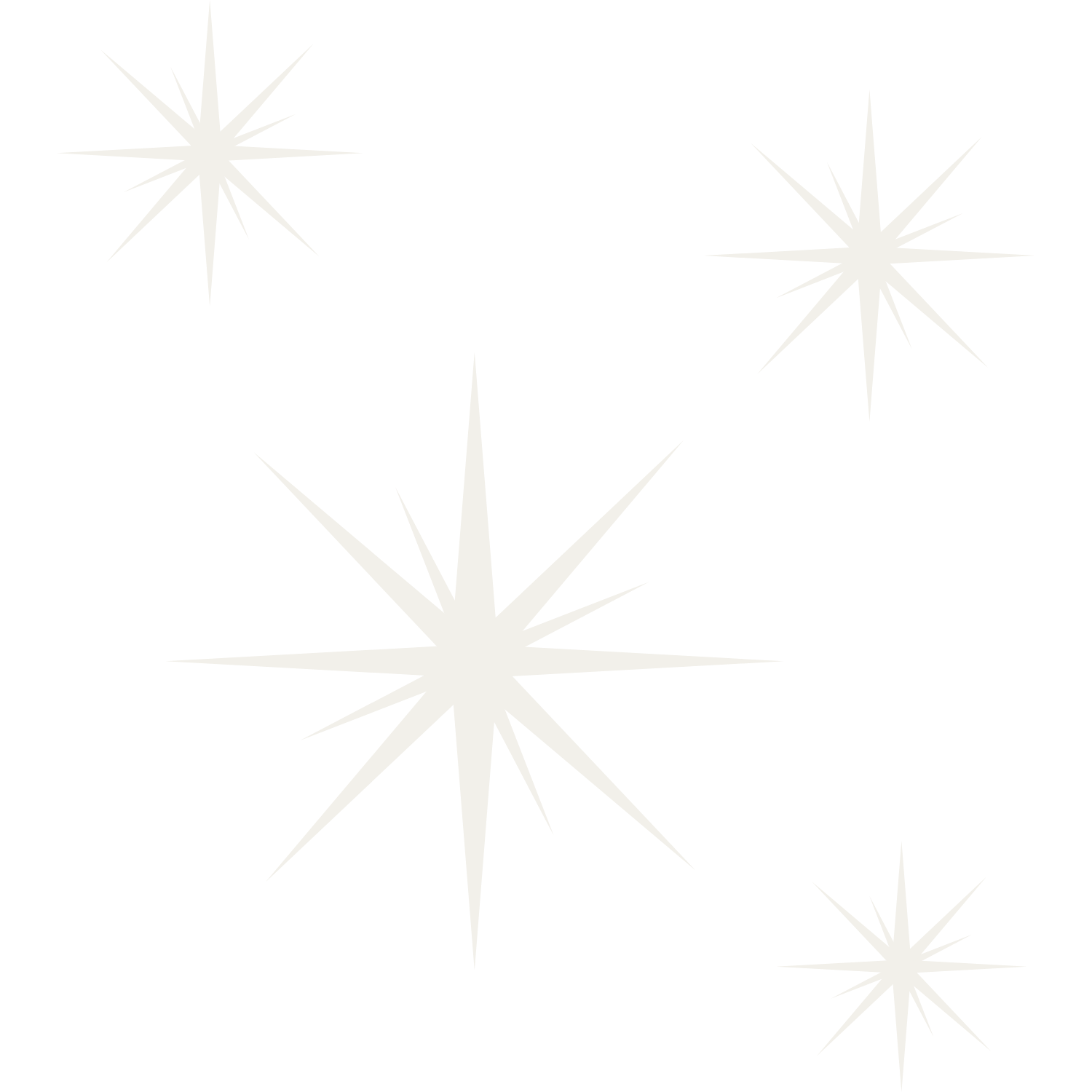 Four 12 pointed white stars 